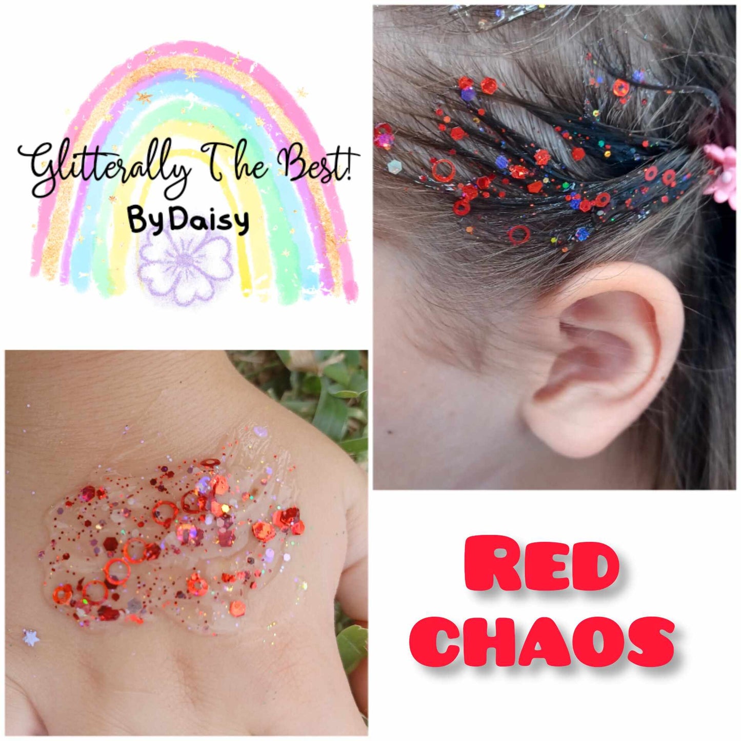 Red Chaos Glitter Hair Gel