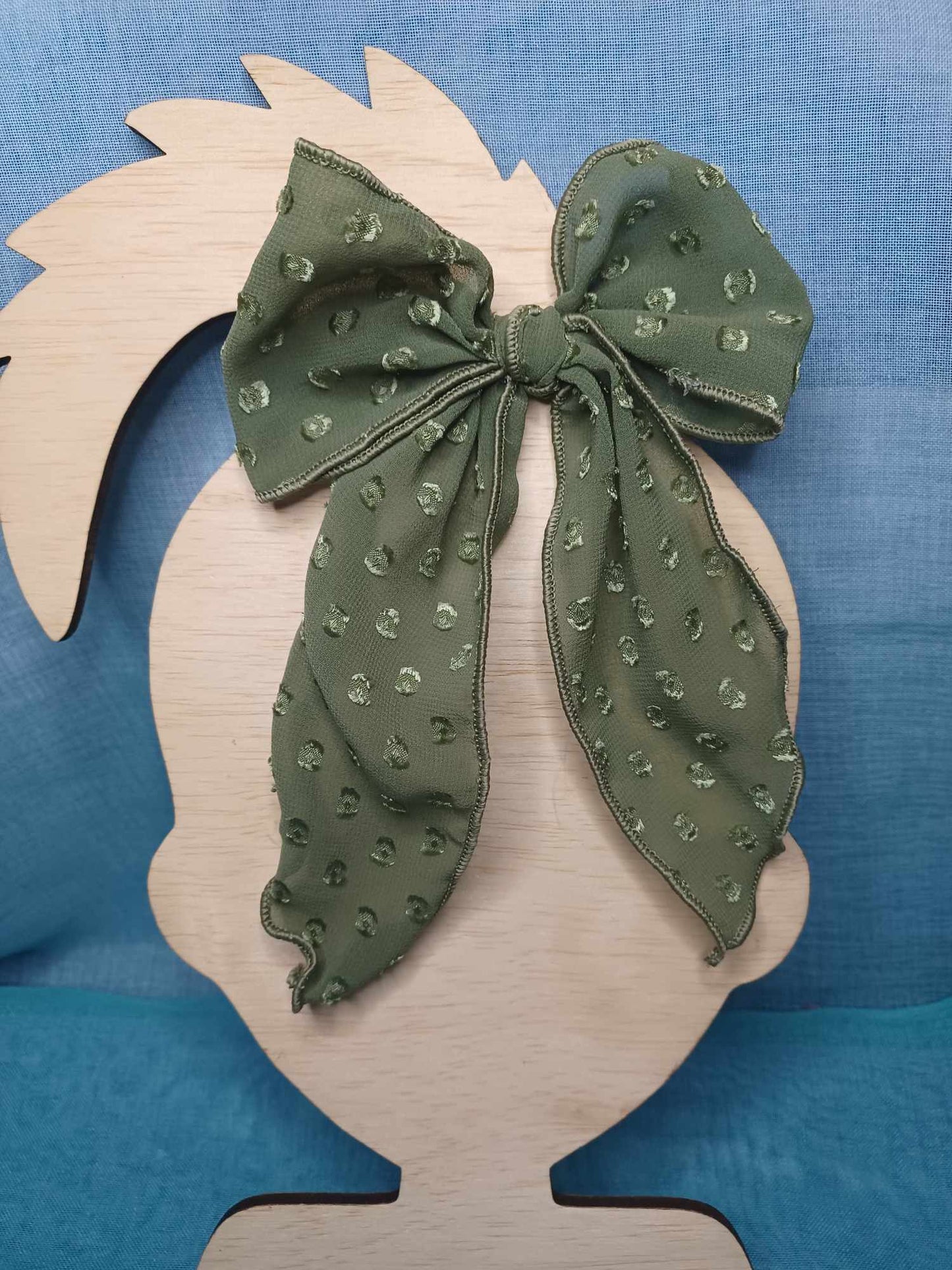 Olive Dainty Organza Saylor Hair Bow