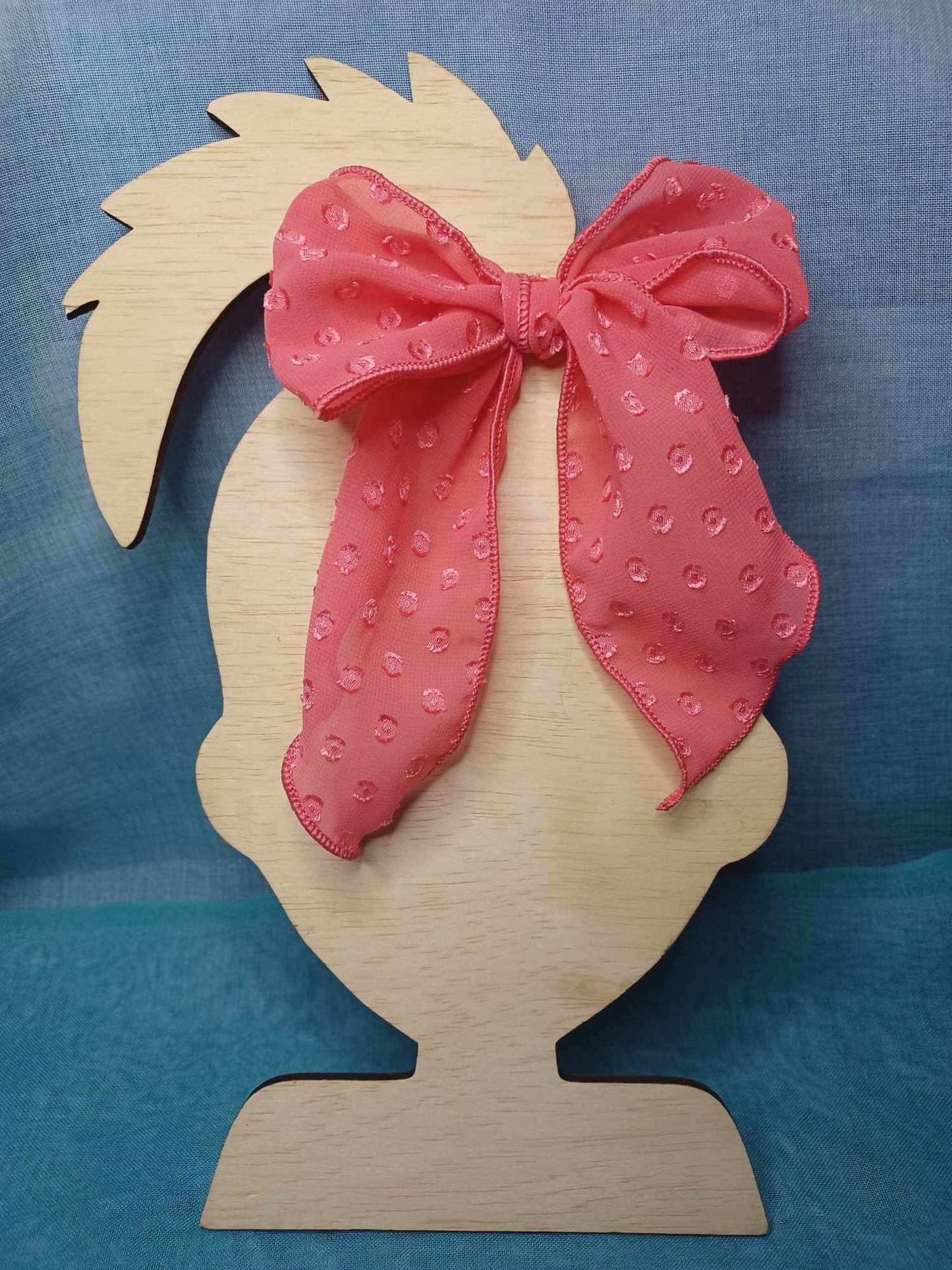Coral Dainty Organza Saylor Hair Bow