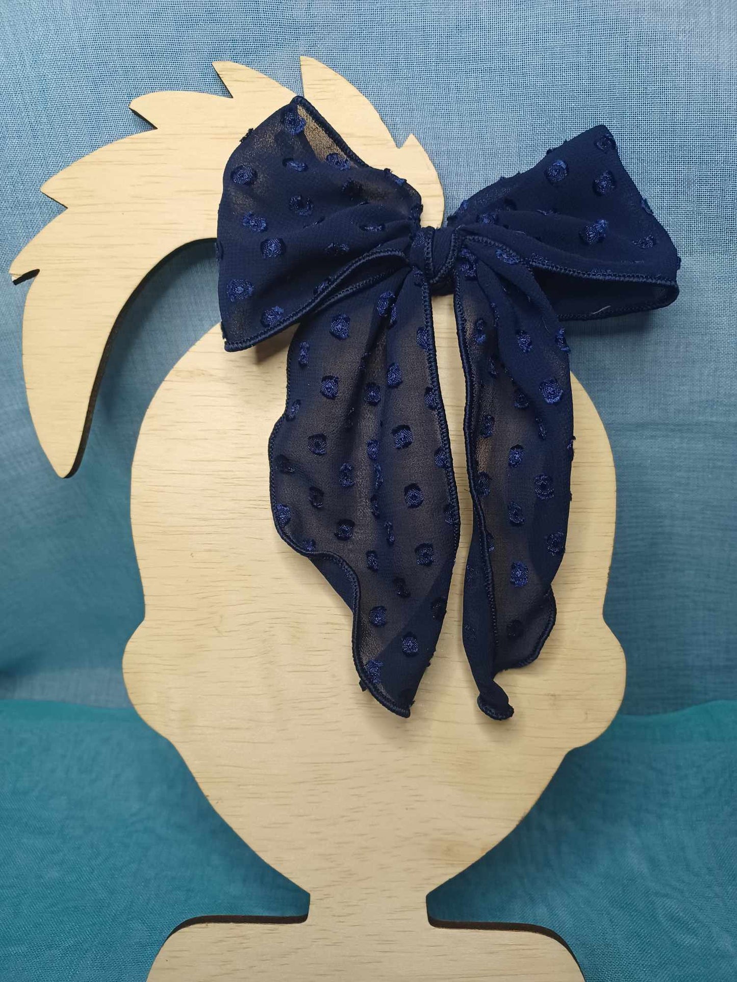 Navy Dainty Organza Saylor Hair Bow