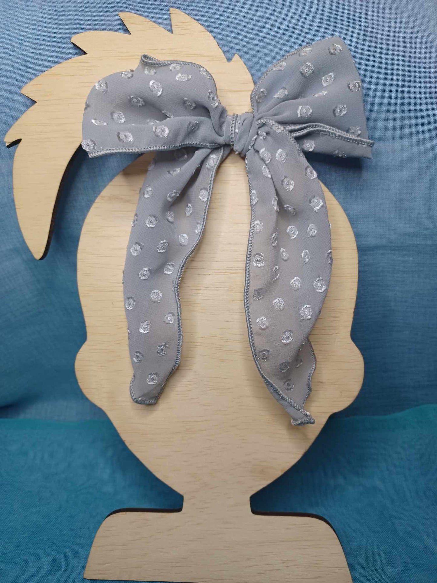 Light Grey Dainty Organza Saylor Hair Bow