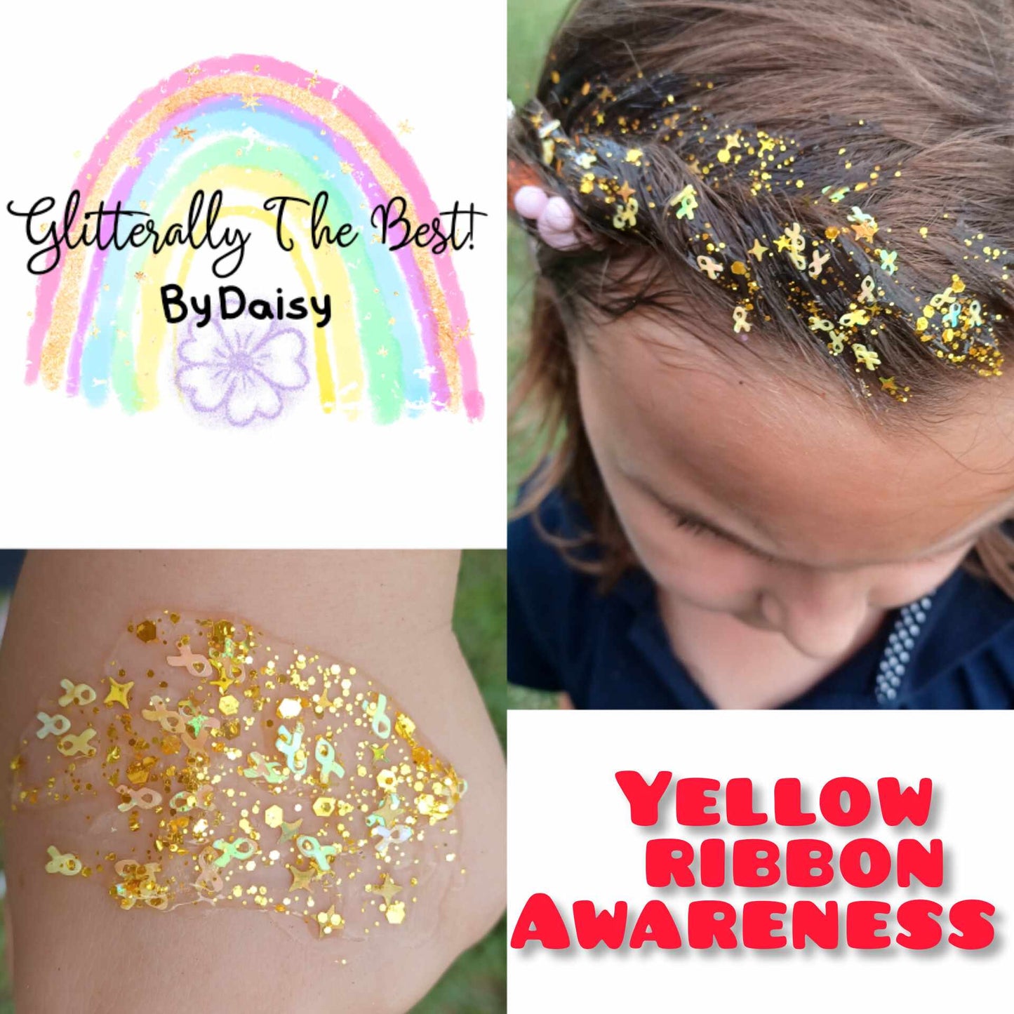 Yellow Ribbon Awareness Glitter Hair Gel