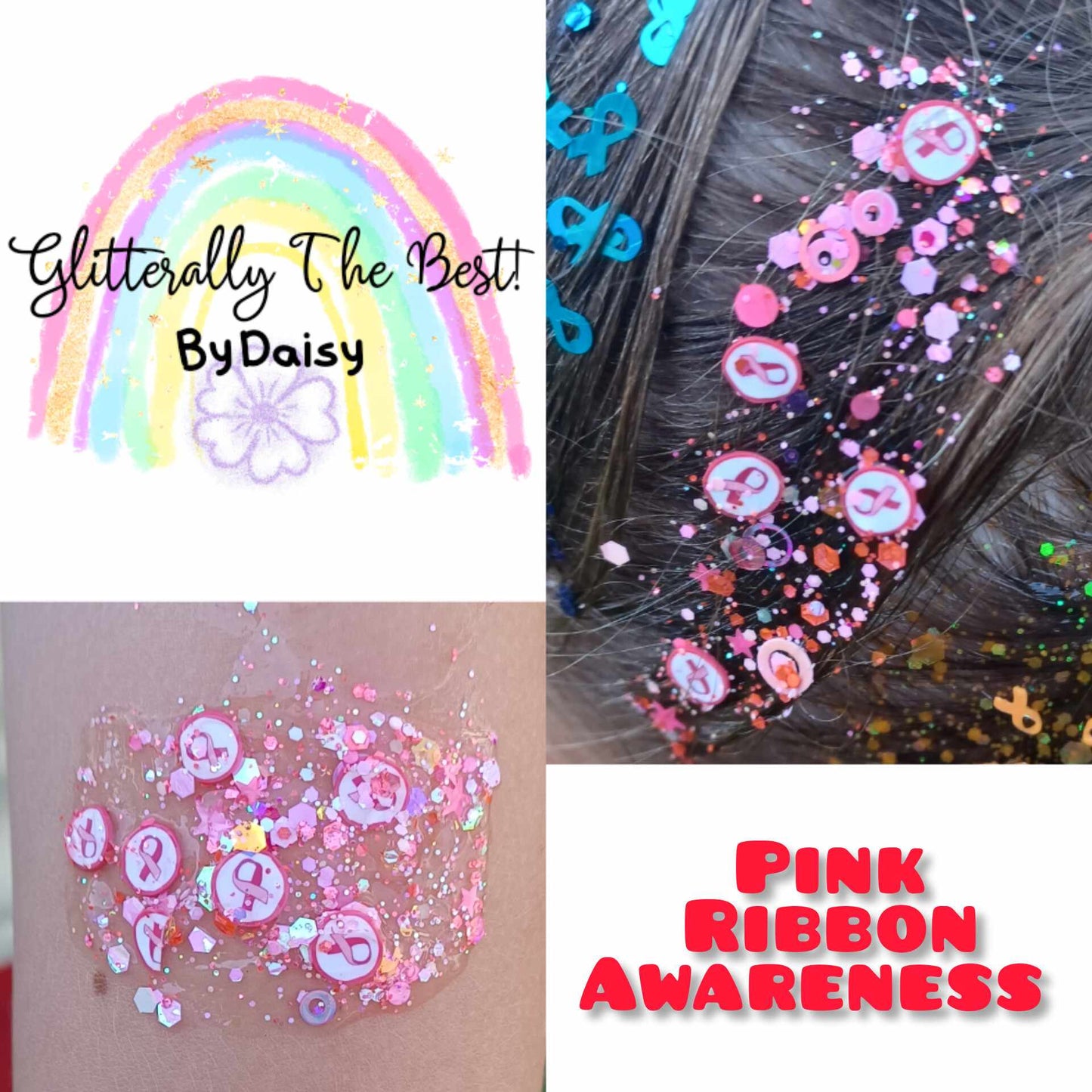 Pink Ribbon Awareness Glitter Hair Gel