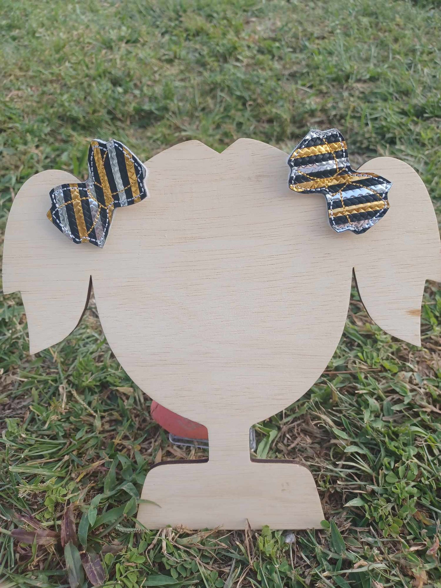 Black Gold Silver Stripes Feltie Clip