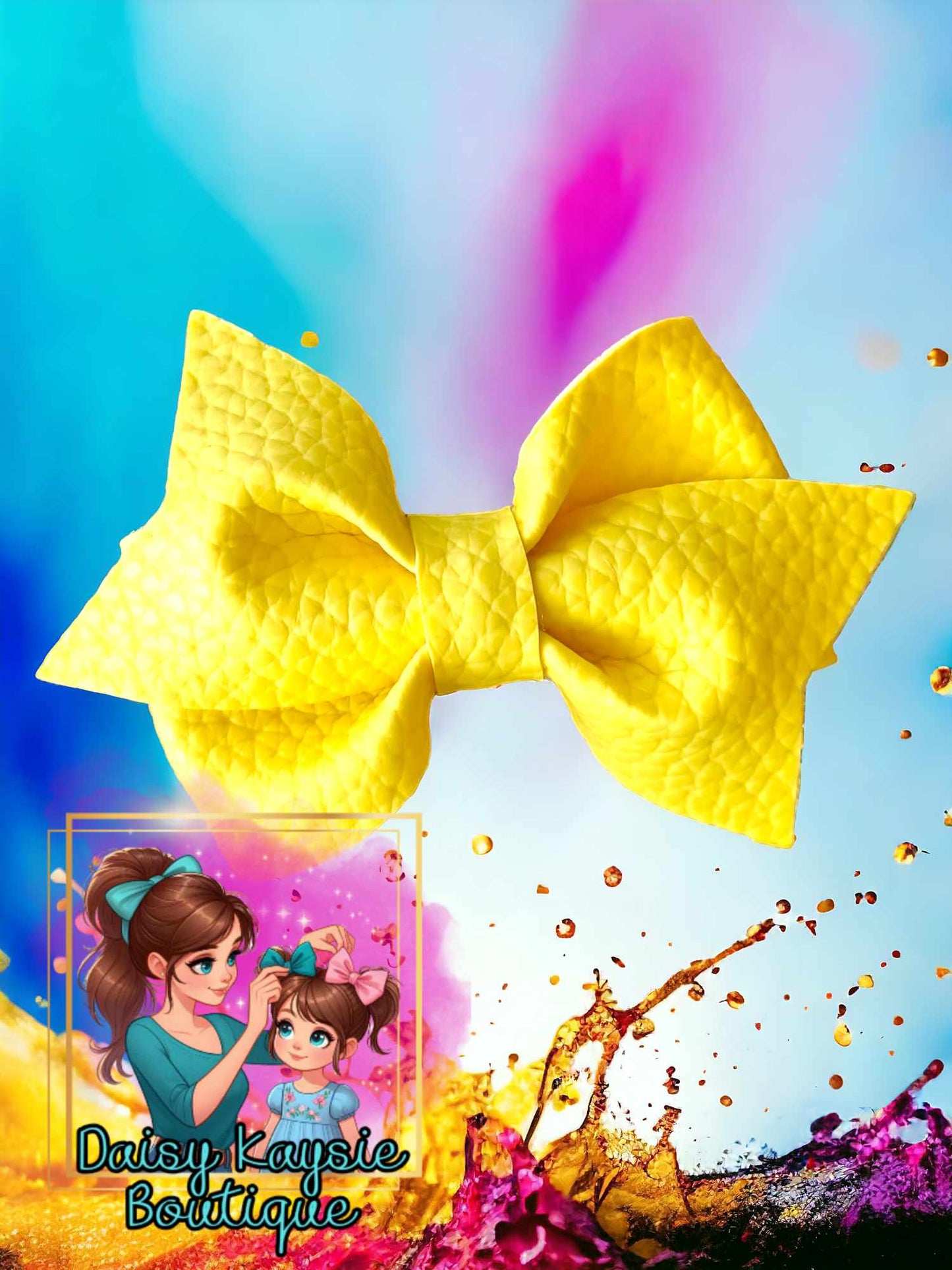 Blue, Orange, Pink, Yellow Faux Pinwheel