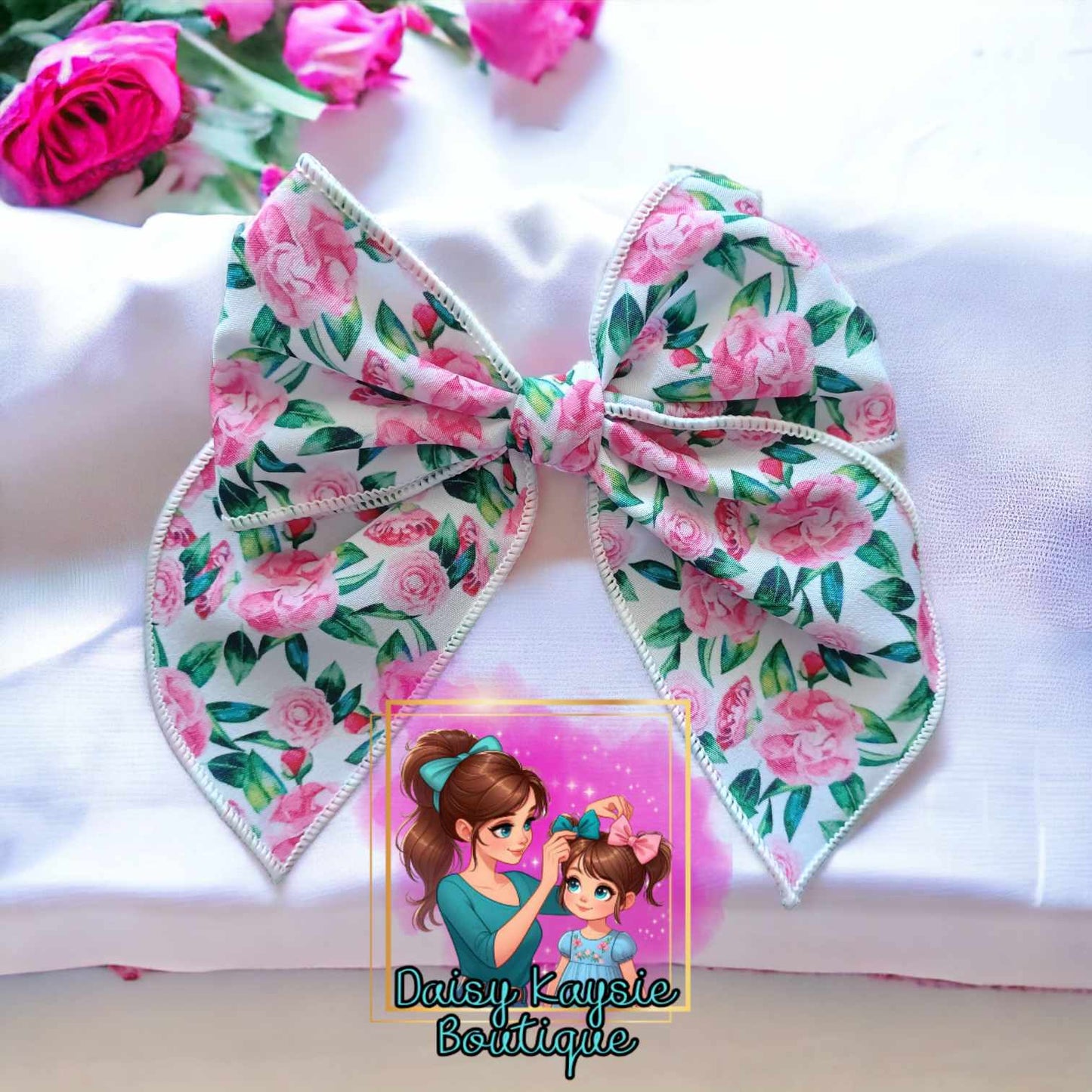 Pink Floral Roses Medium Saylor