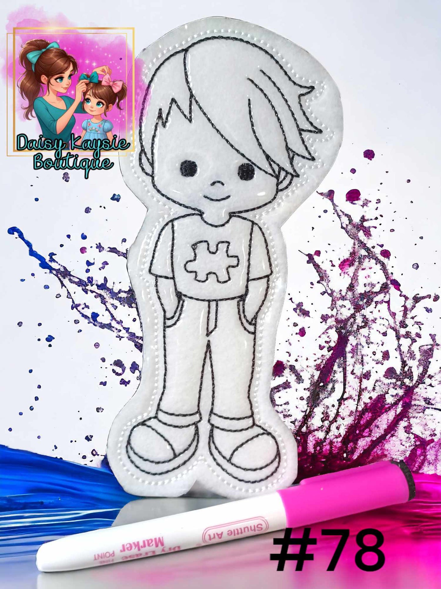 Autism Support Autistic Boy Dry Erase Coloring Doll Activity