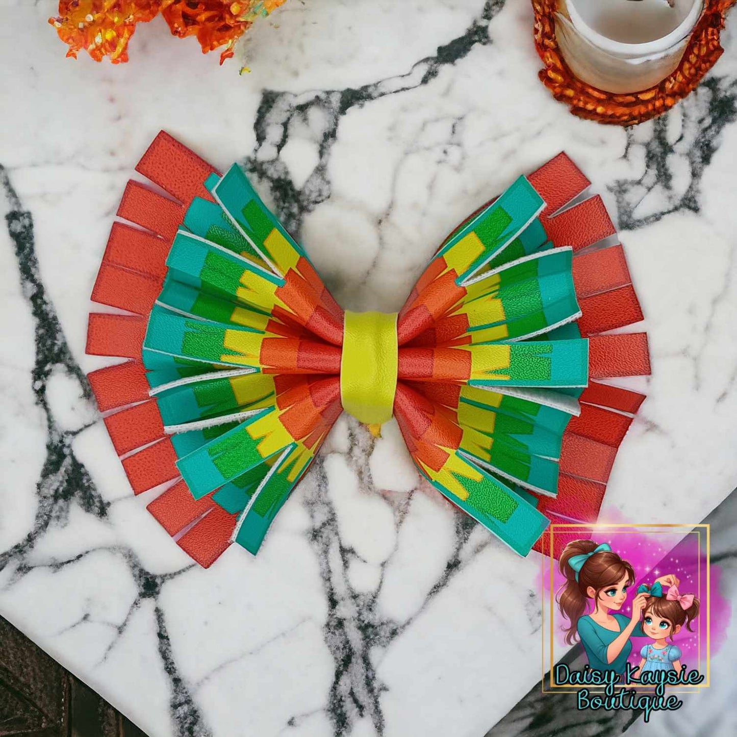 Fiesta Fringe faux leather bow