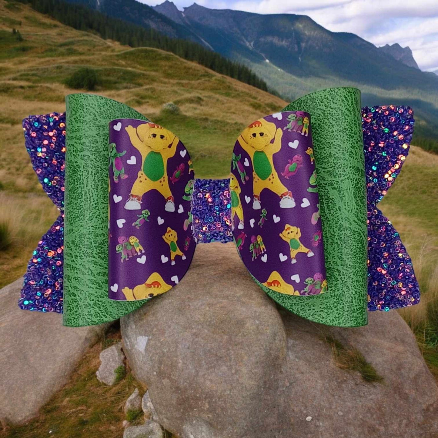 Dinosaur TV Characters Green Purple Yellow Kaysie