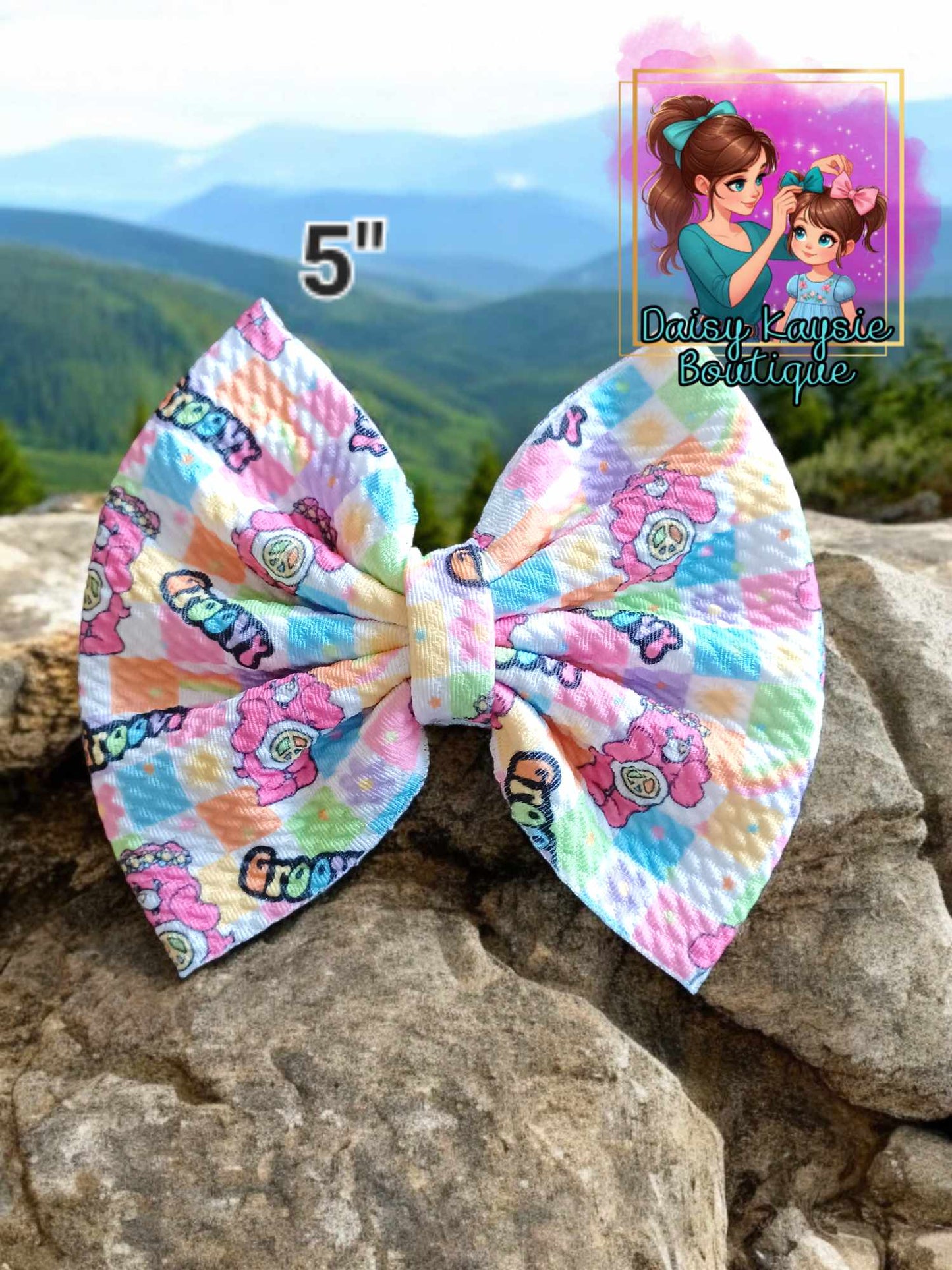 Groovy Cloud Bears Small Kenzie Bow