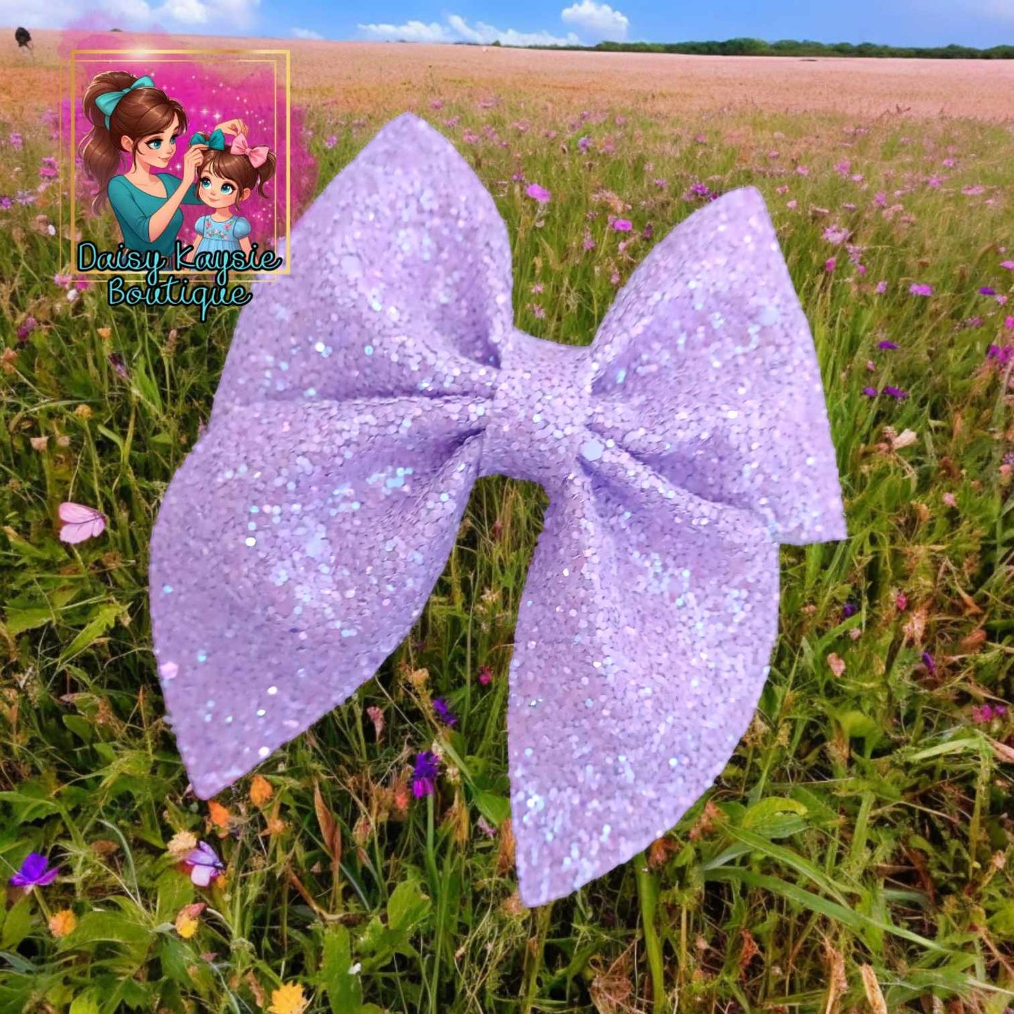 Purple Glitter Neon Emlee Bow