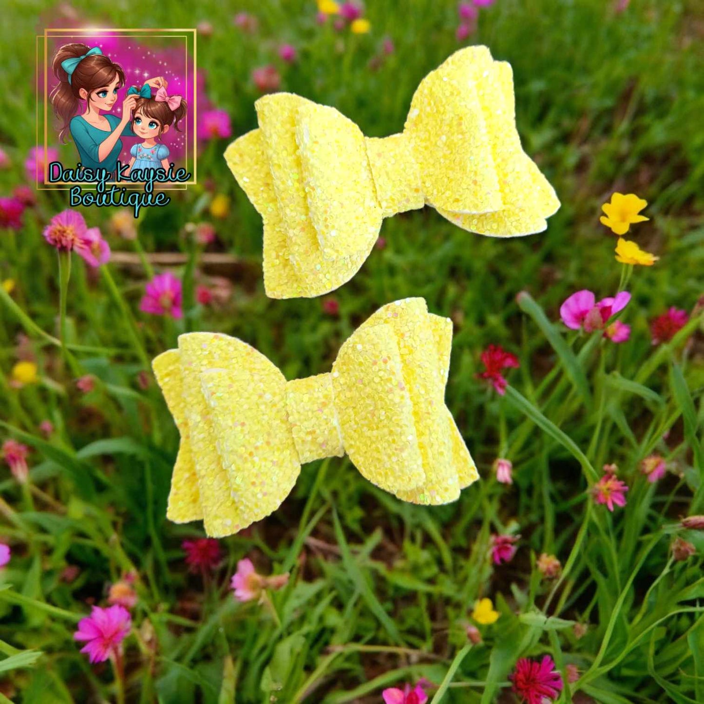 Yellow Glitter Neon Kaysie Piggy Set
