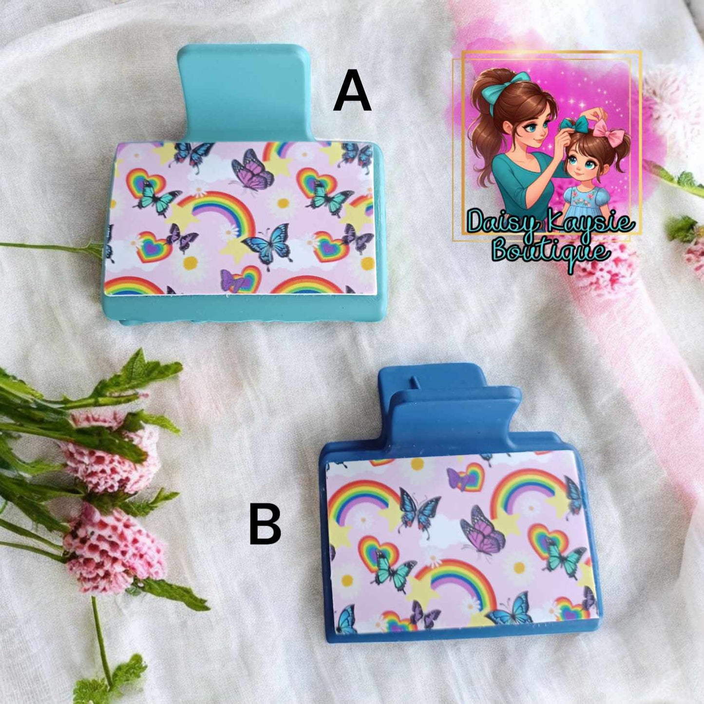 Butterfly Rainbows sm Claw Clip