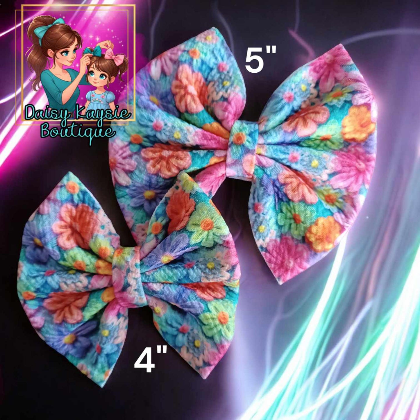 NEON Floral Kenzie Bow