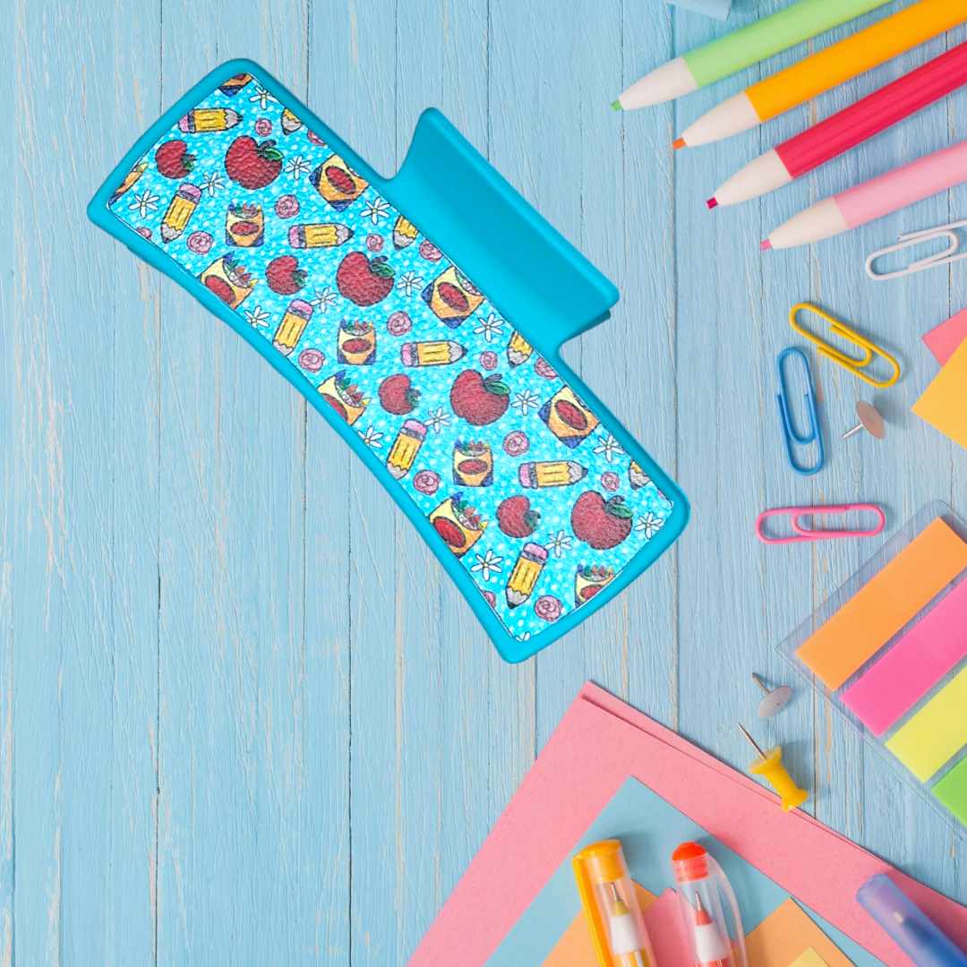 Apple Pencil Crayon School Claw Clip