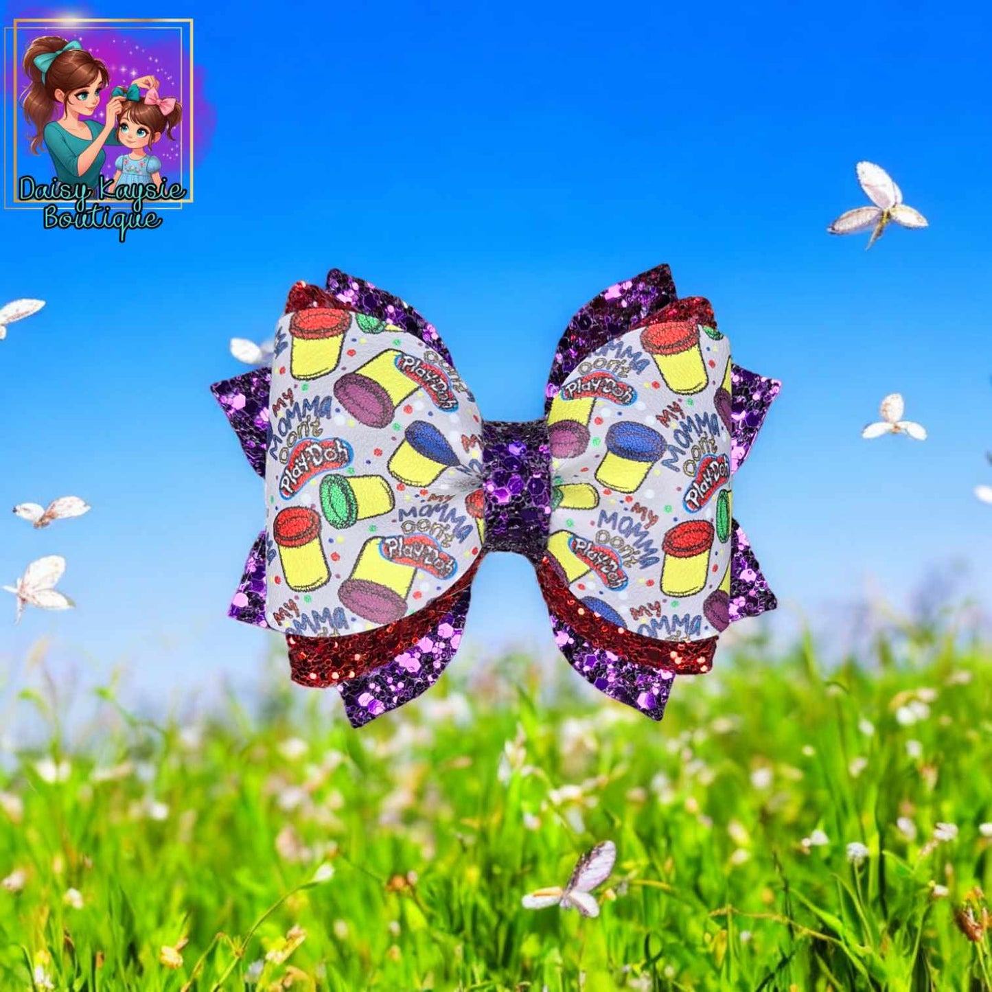 Dough Toy Purple Red Glitter Twisted Daisy