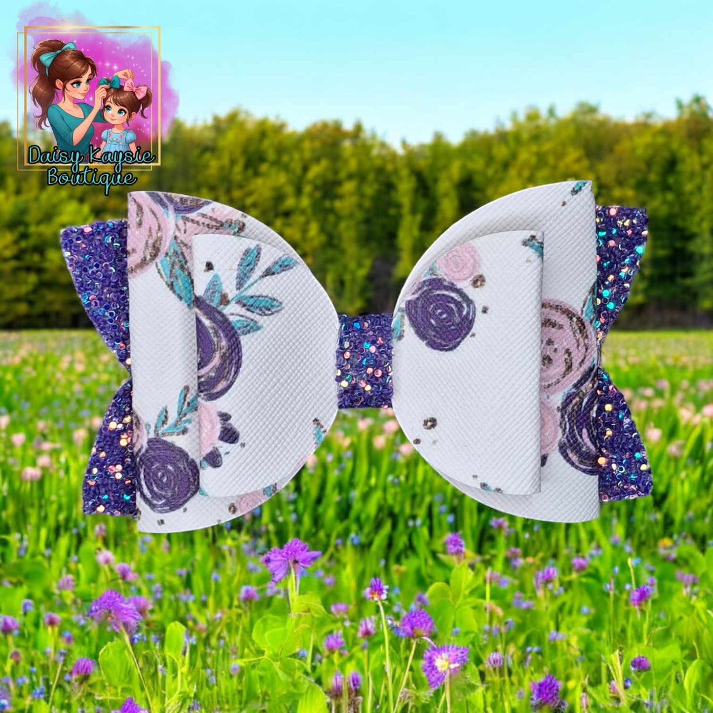 Purple Floral Glitter Kaysie