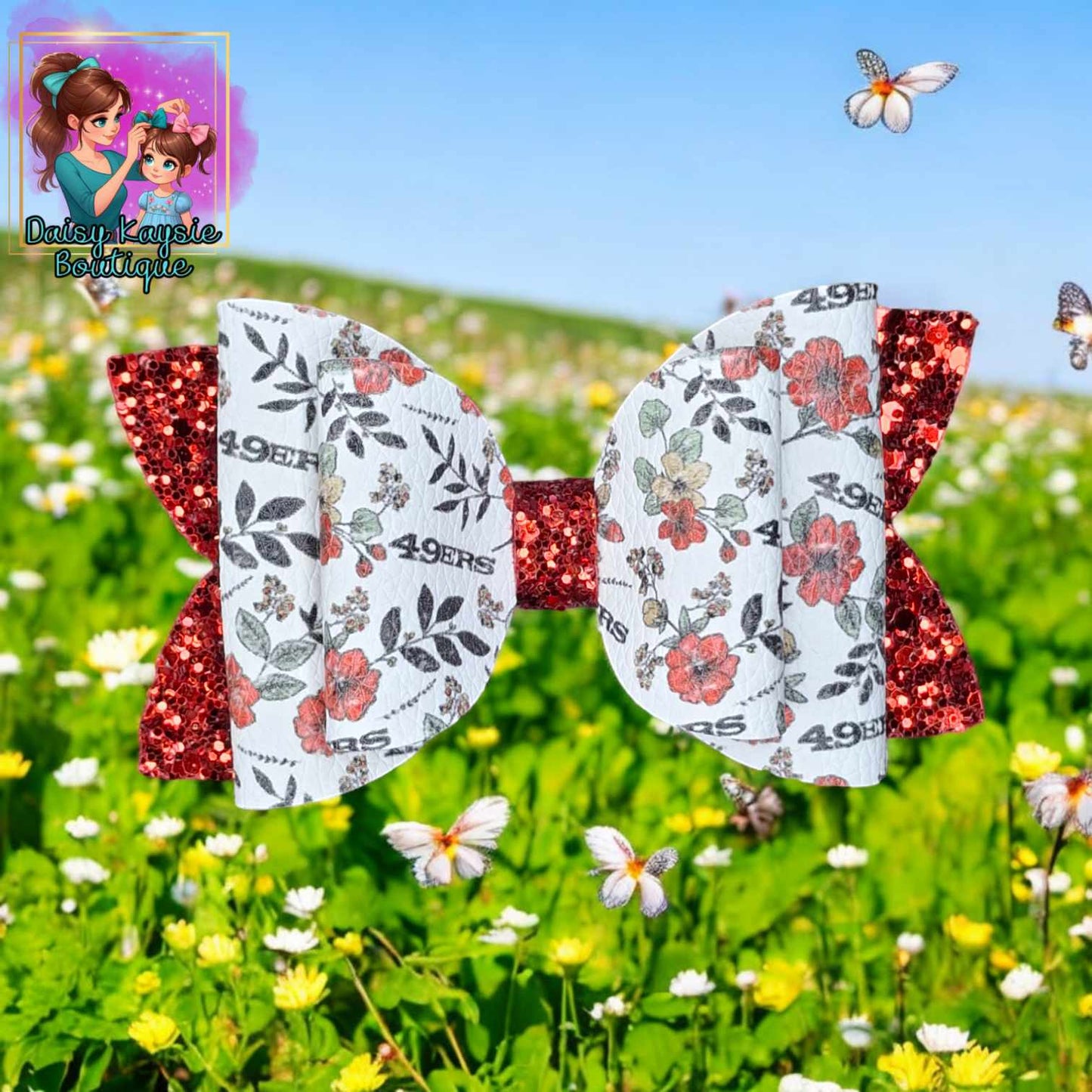 49 Football Floral Red Glitter Kaysie