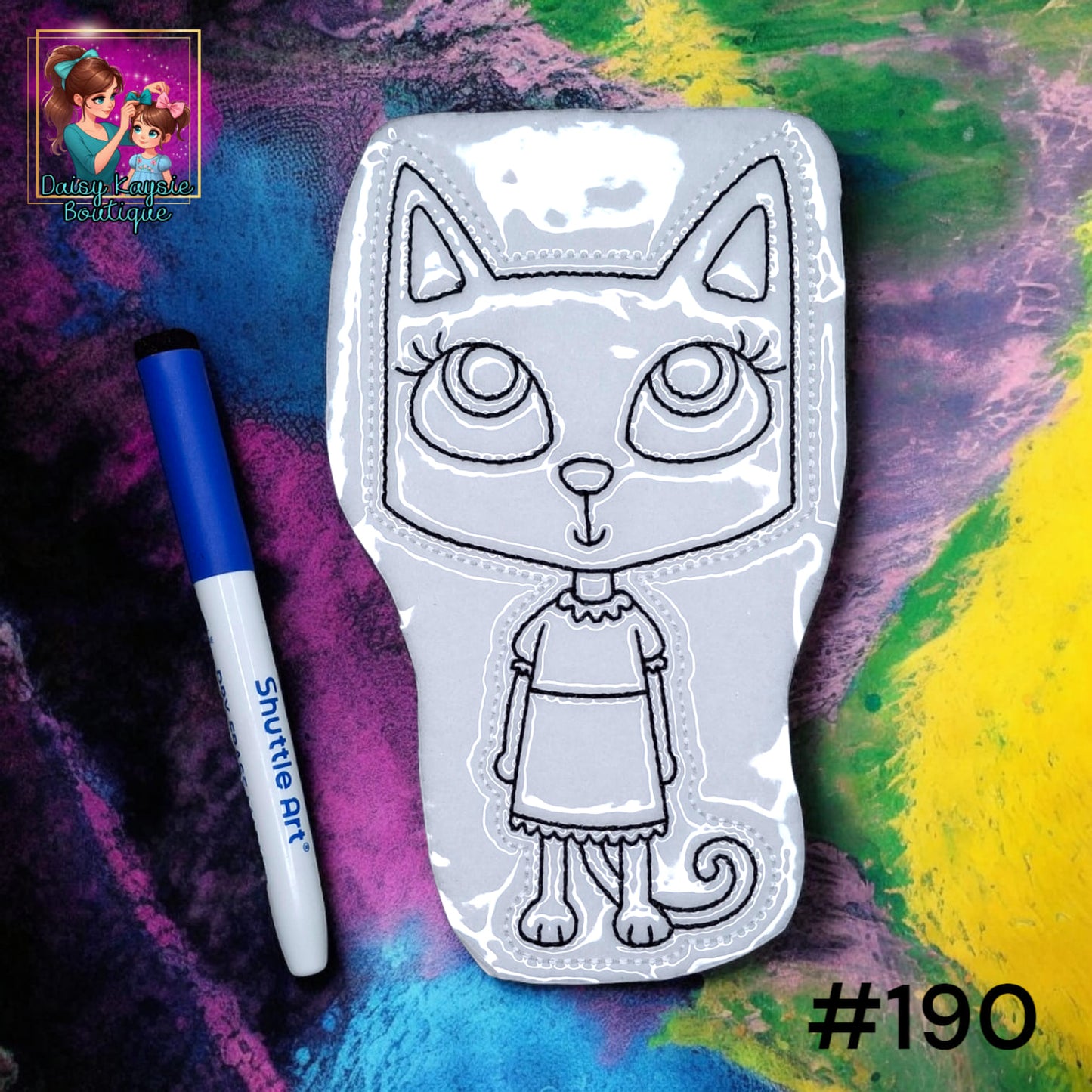 Girl Cat Dress Dry Erase Coloring Activity