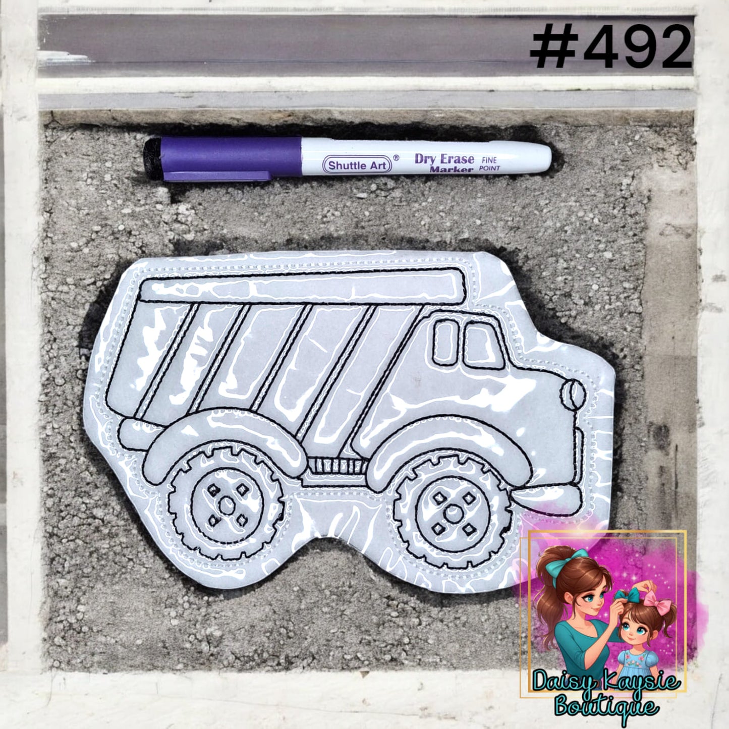Dump Truck Dry Erase Coloring Activity