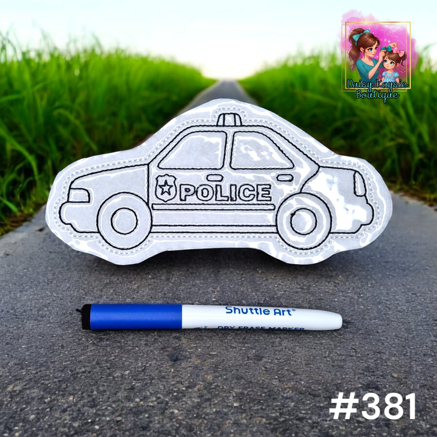 Police Car Side View Coloring Doll