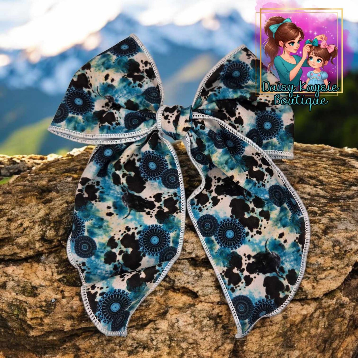 Western Highland Cow LG Saylor Hair Bow