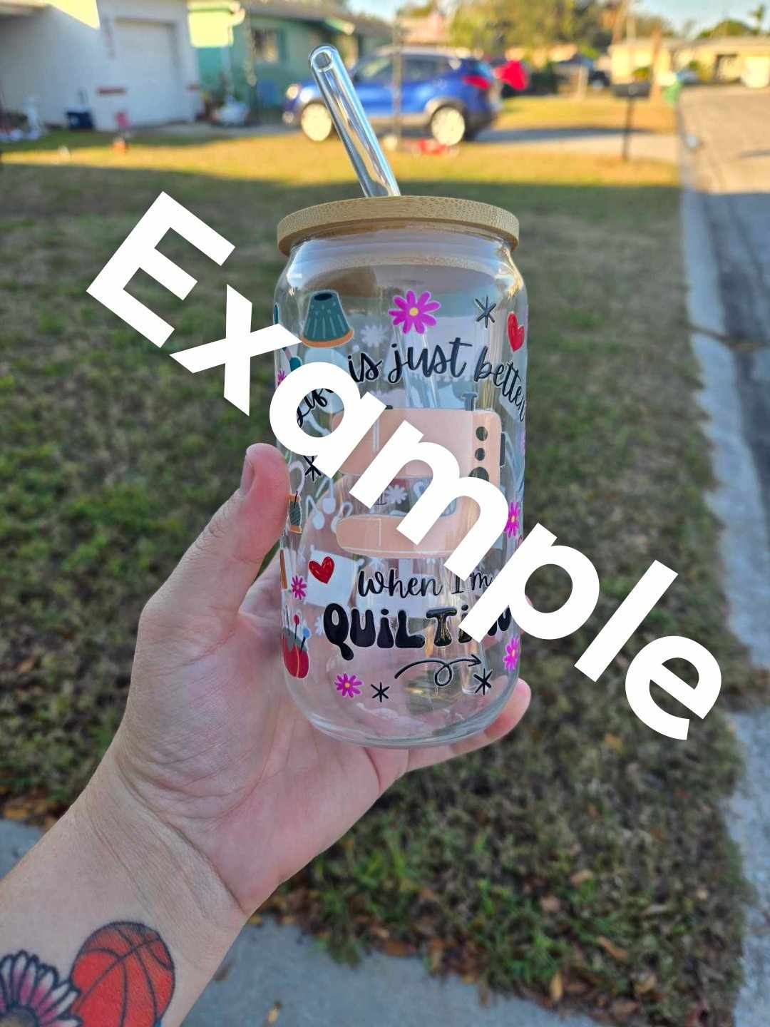 16 oz Glass cup Lets Play Video Game