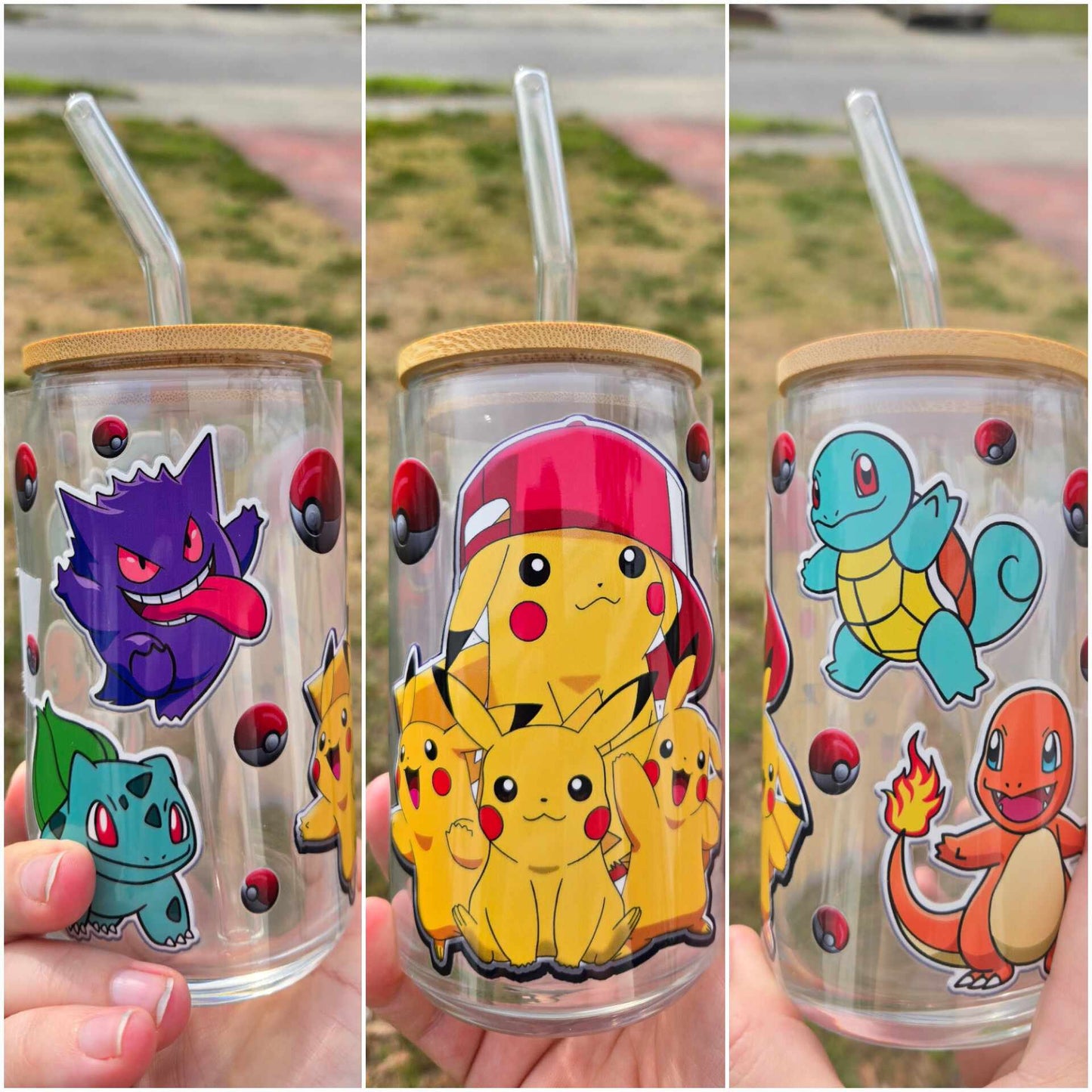 16 oz Glass cup Pocket Monsters