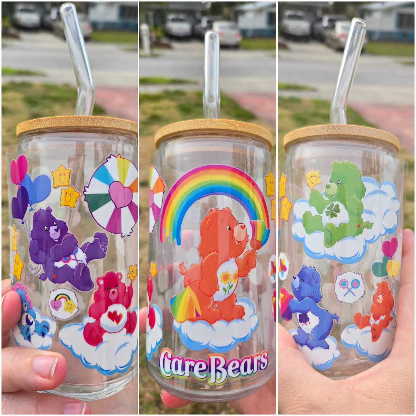 16 oz Glass cup Be Cloud Bears