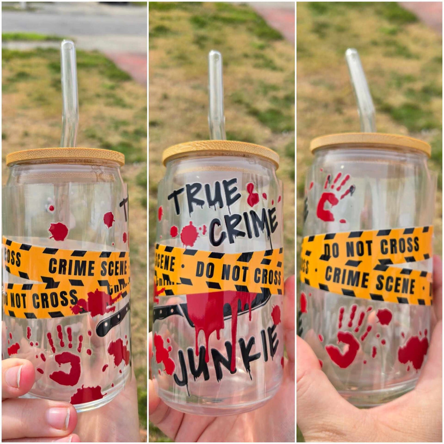 16 oz Glass cup True Crime Junkie