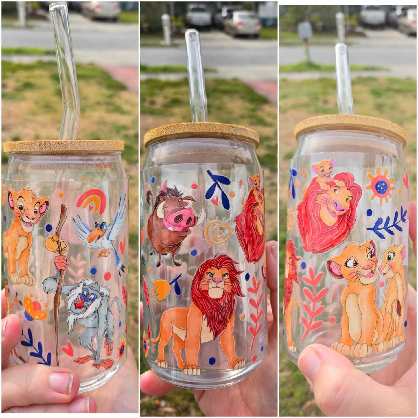 16 oz Glass cup Lion Movie