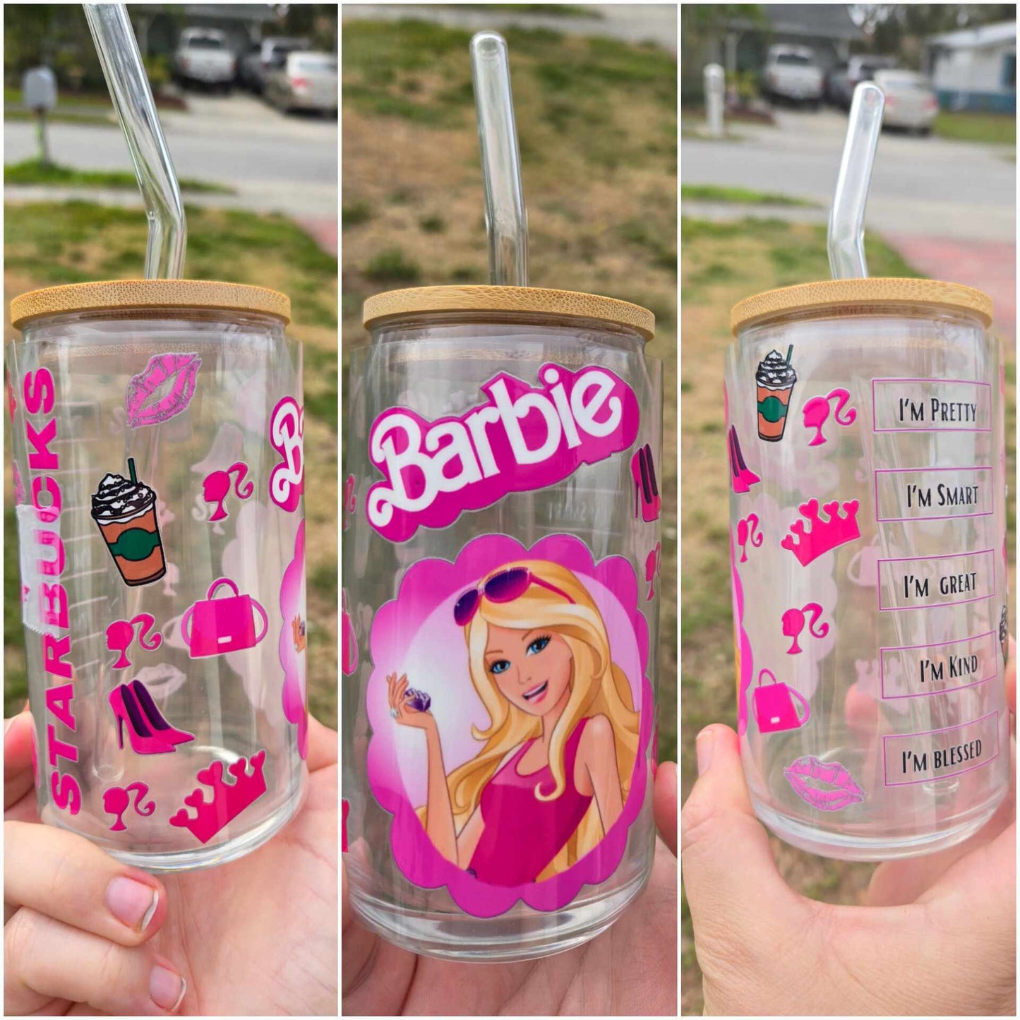 16 oz Glass cup Coffee Drink Plastic Doll