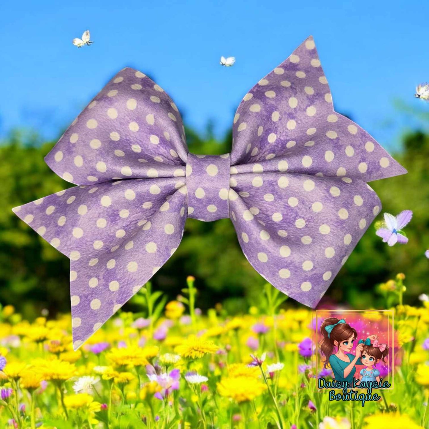 Lavender Polka Dots Faux Pinwheel