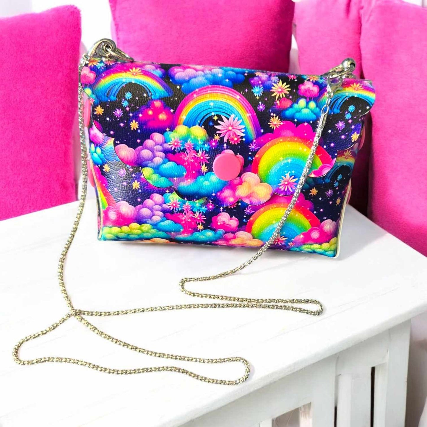 Neon Rainbow Magical Night Sky Purse