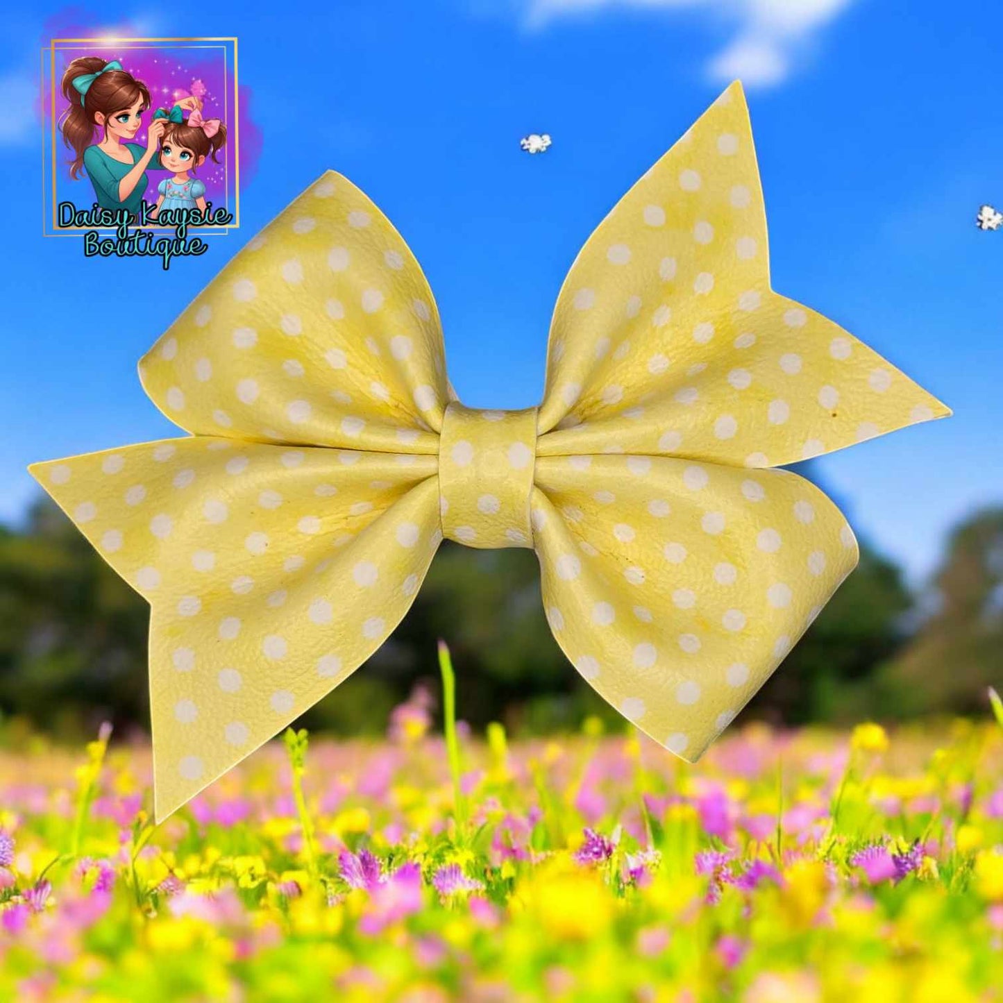 Yellow Polka Dots Faux Pinwheel