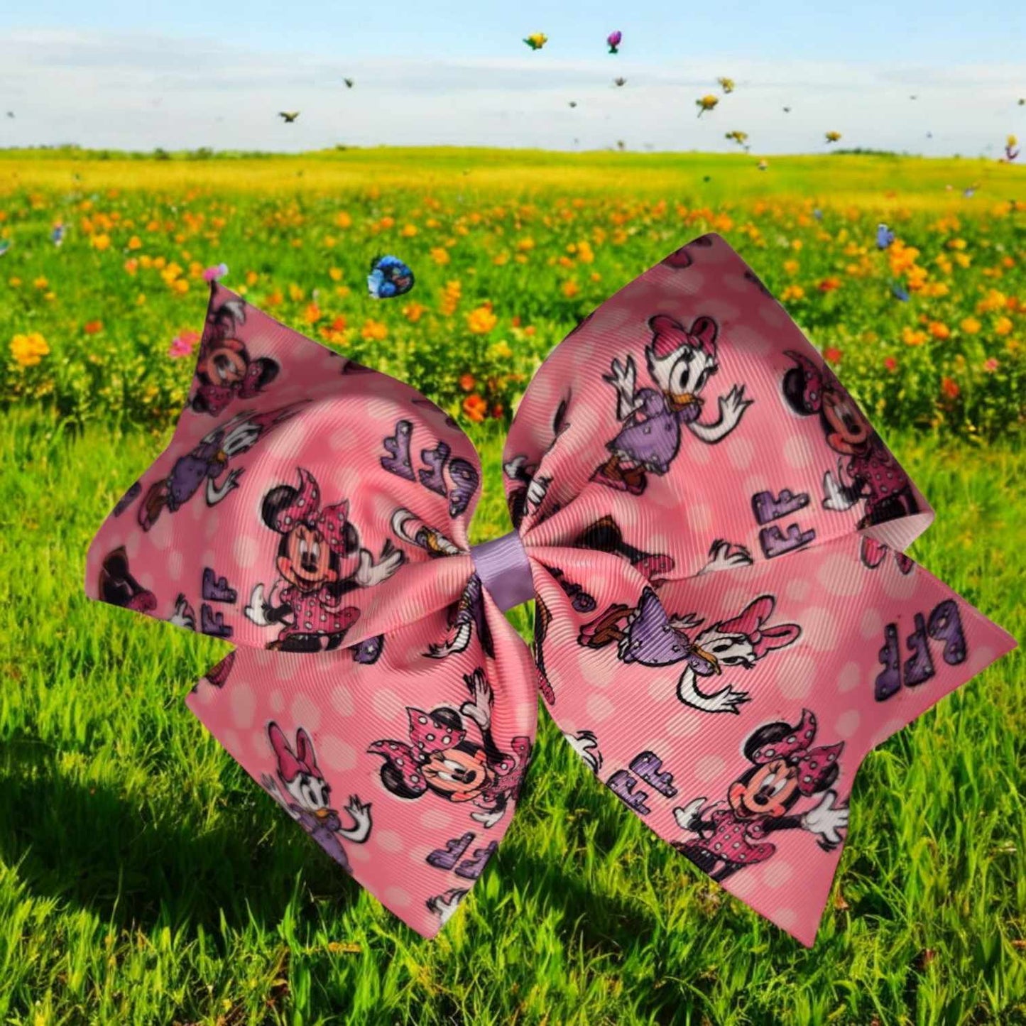 BFF Duck And Mouse Half Pinwheel Bow