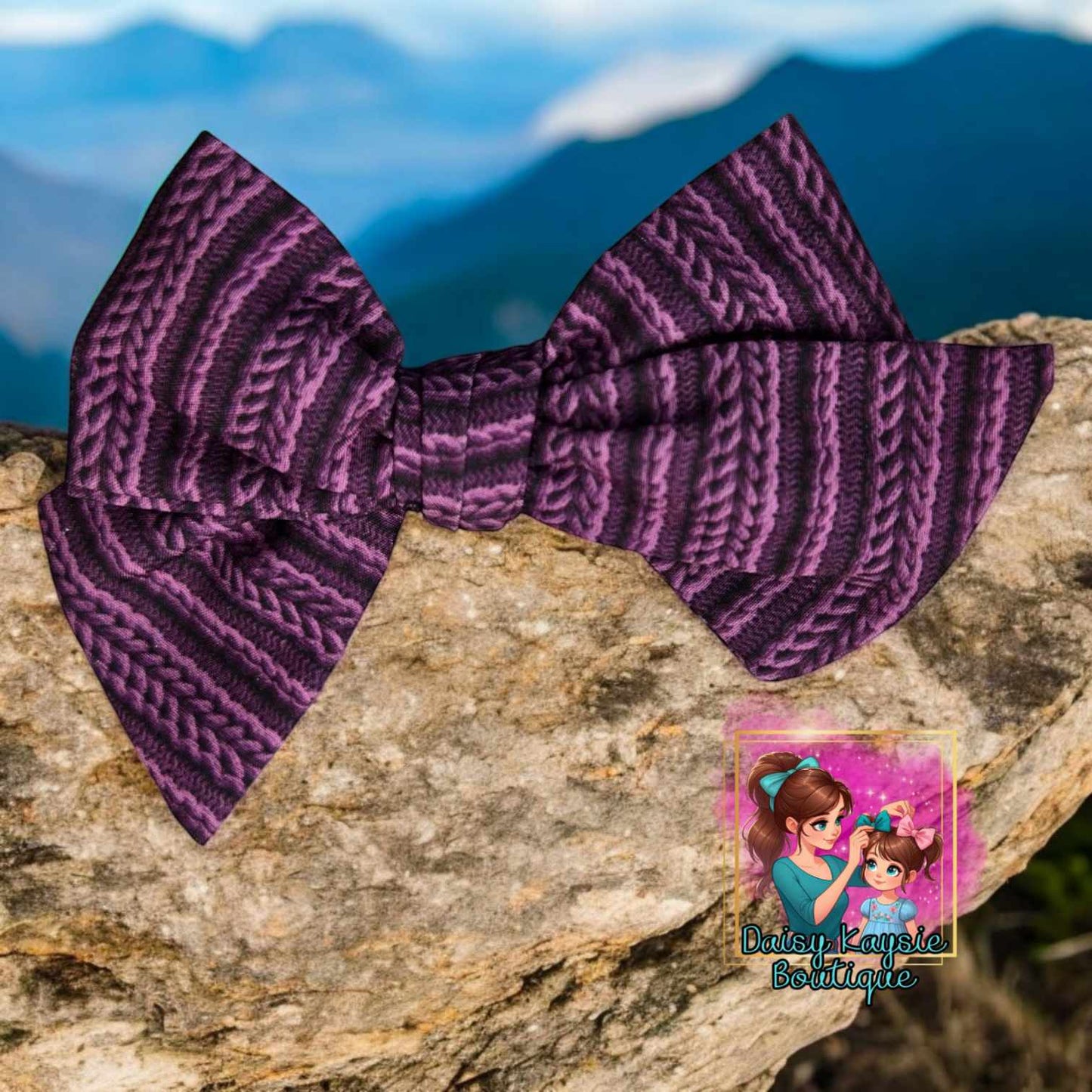 Faux Knitted Purple Baby Saylor Hair Bow