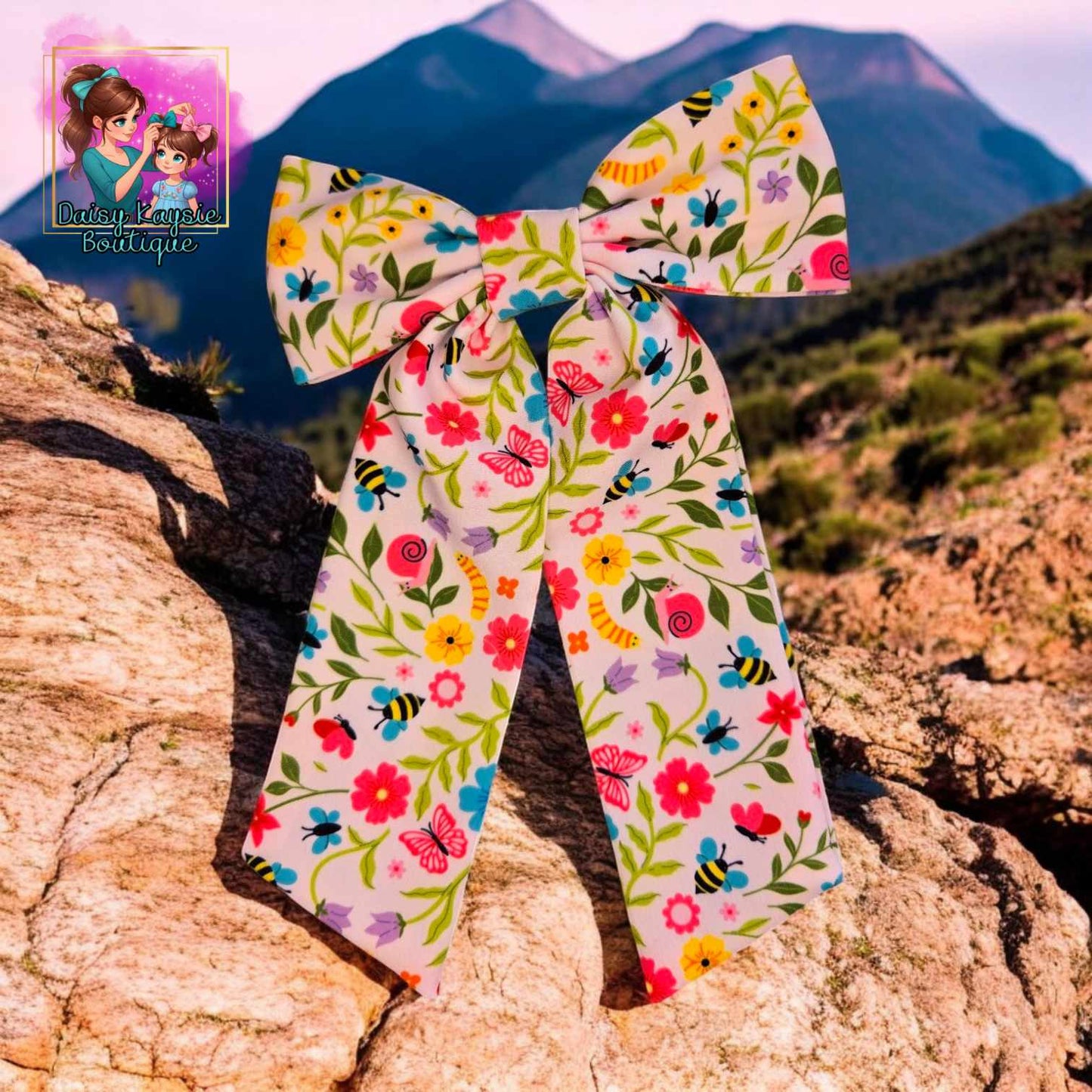 Spring Time Long Tail Saylor Hair Bow