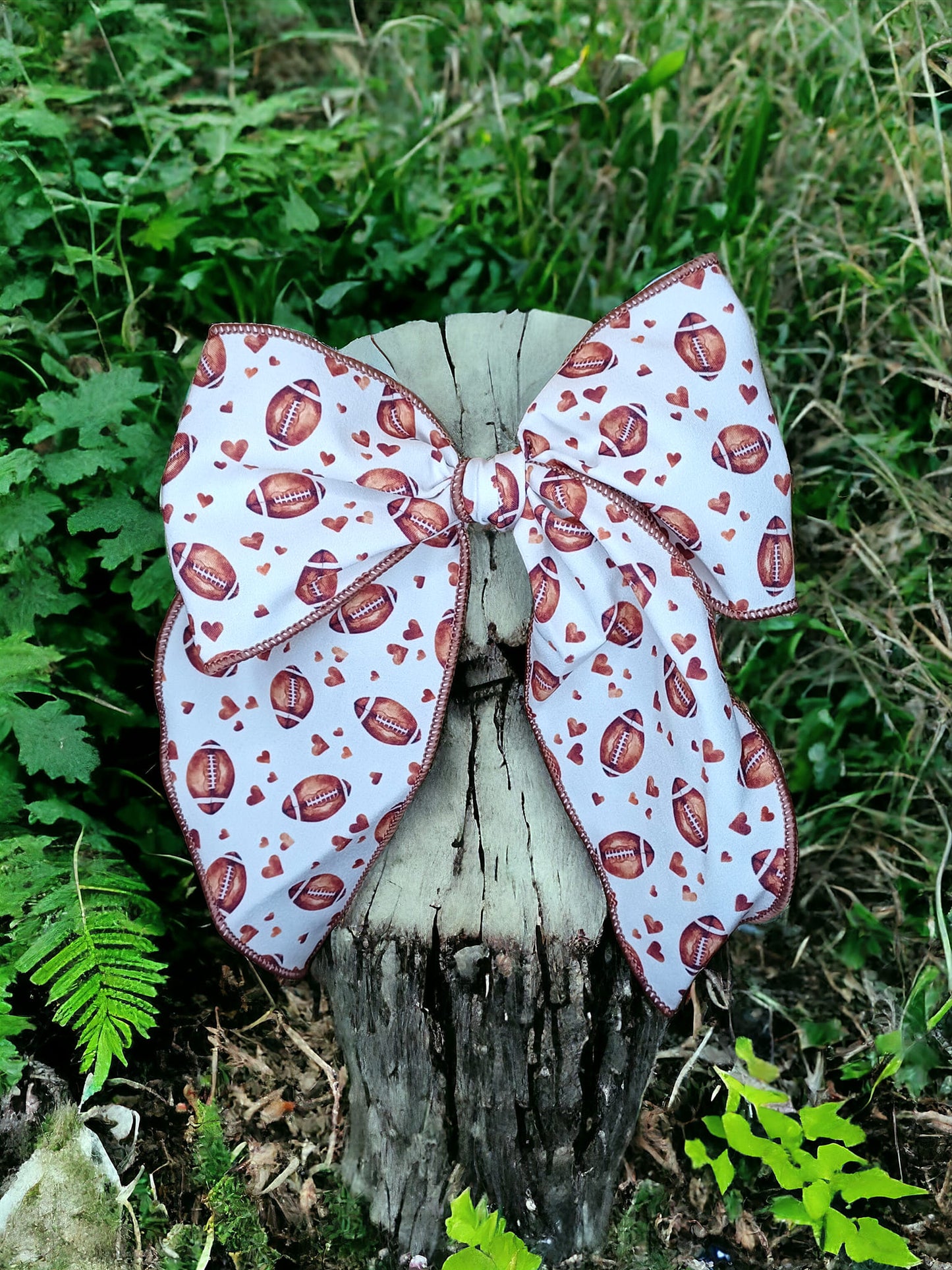 Football Hearts Saylor Hair Bow