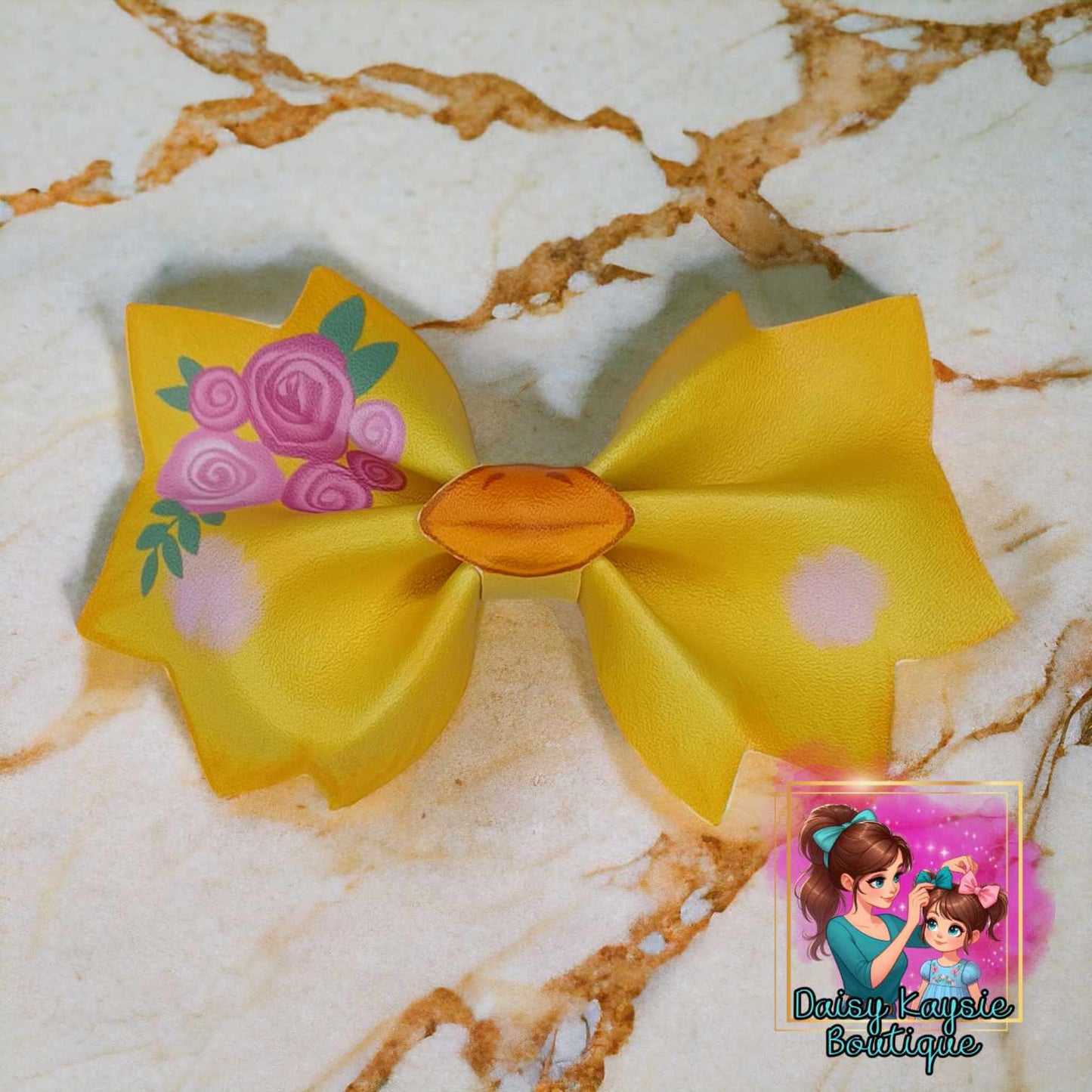 Duck Face faux leather bow