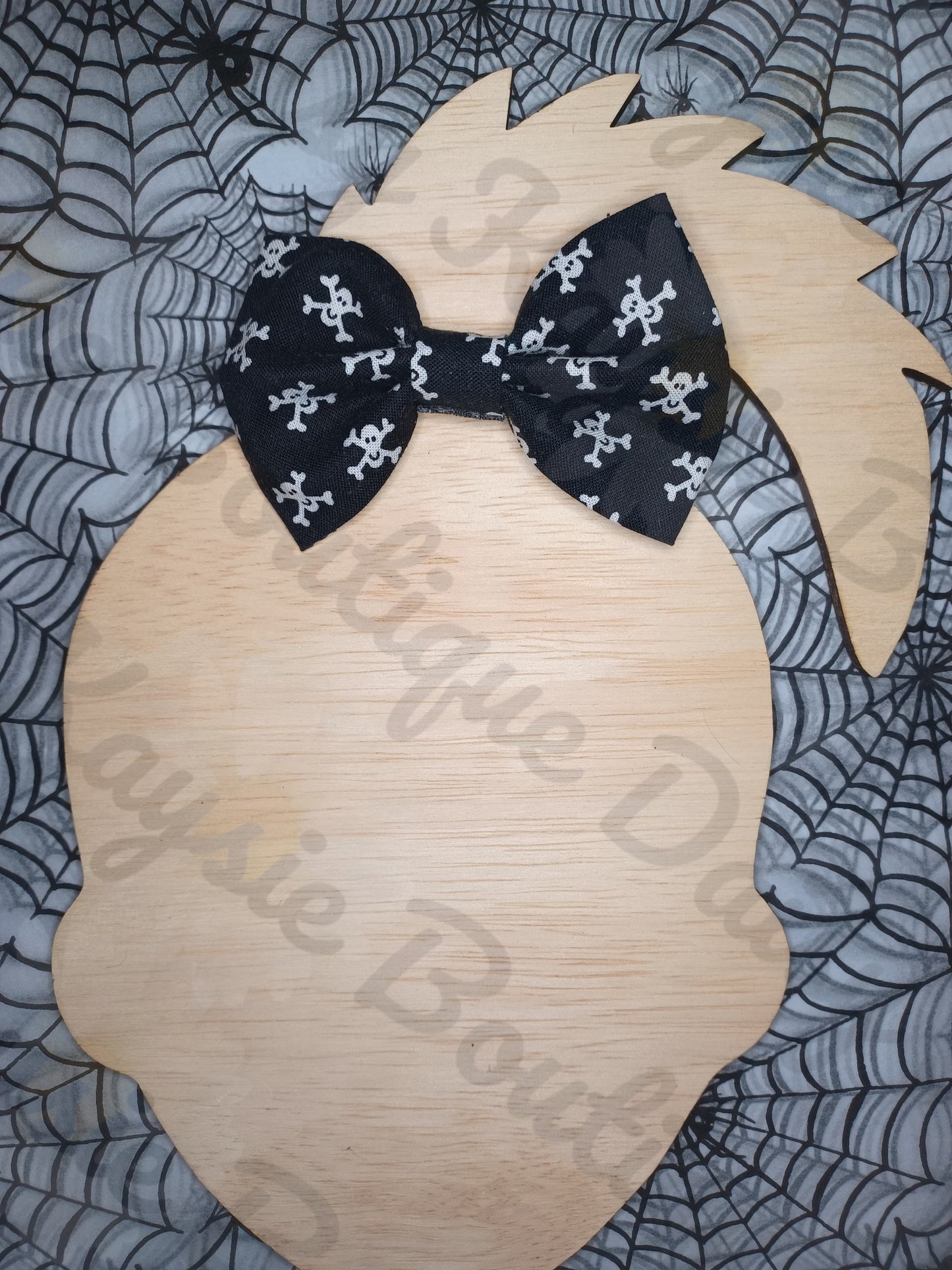 Halloween Black Pirate Skull & Cross Bones Hairbow & Matching Bowtie