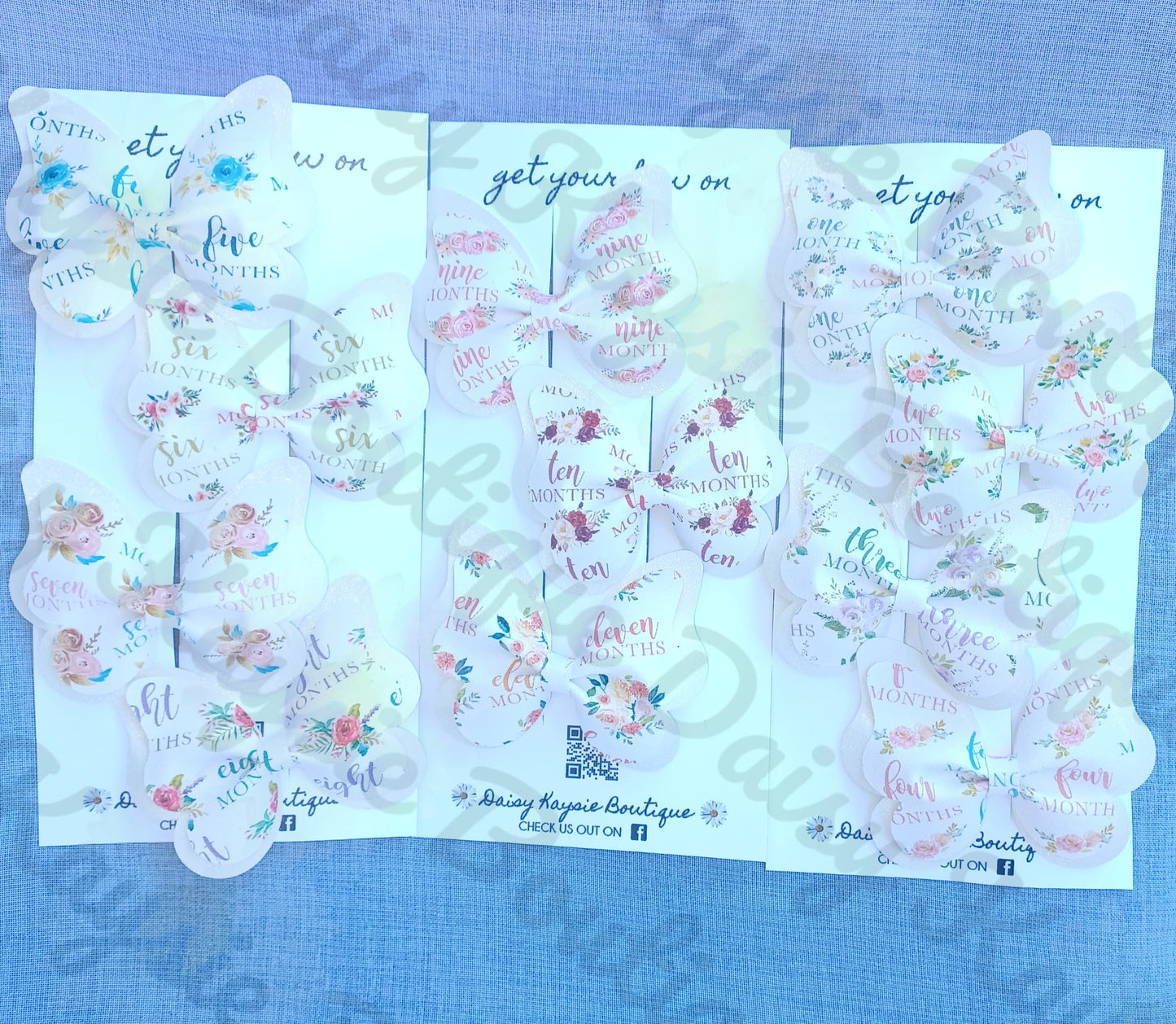 Milestone Month Butterfly Bow One Two Three Four Five Six Seven Eight Nine Ten Eleven Months