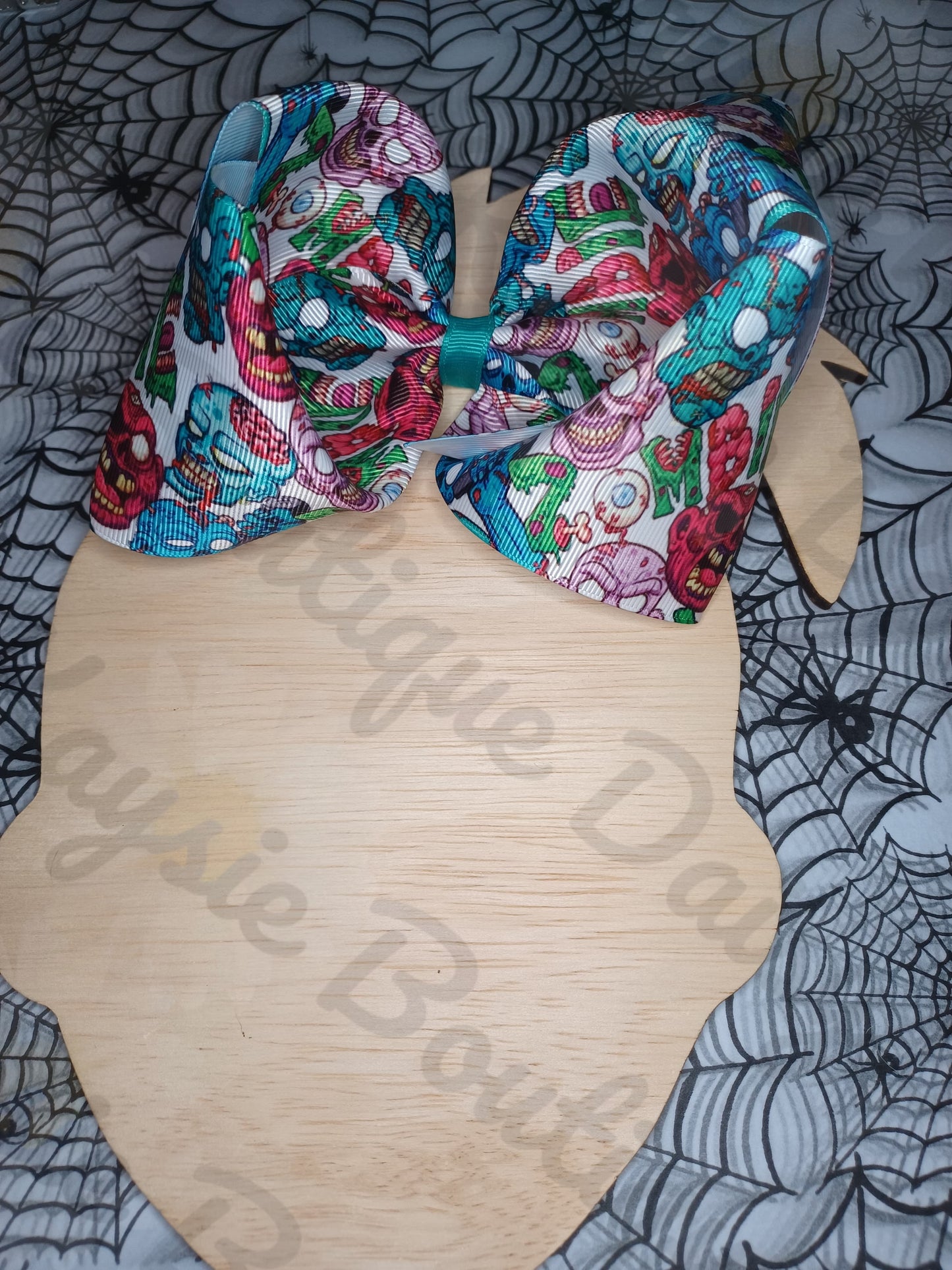 Colorful Zombie Halloween Bow