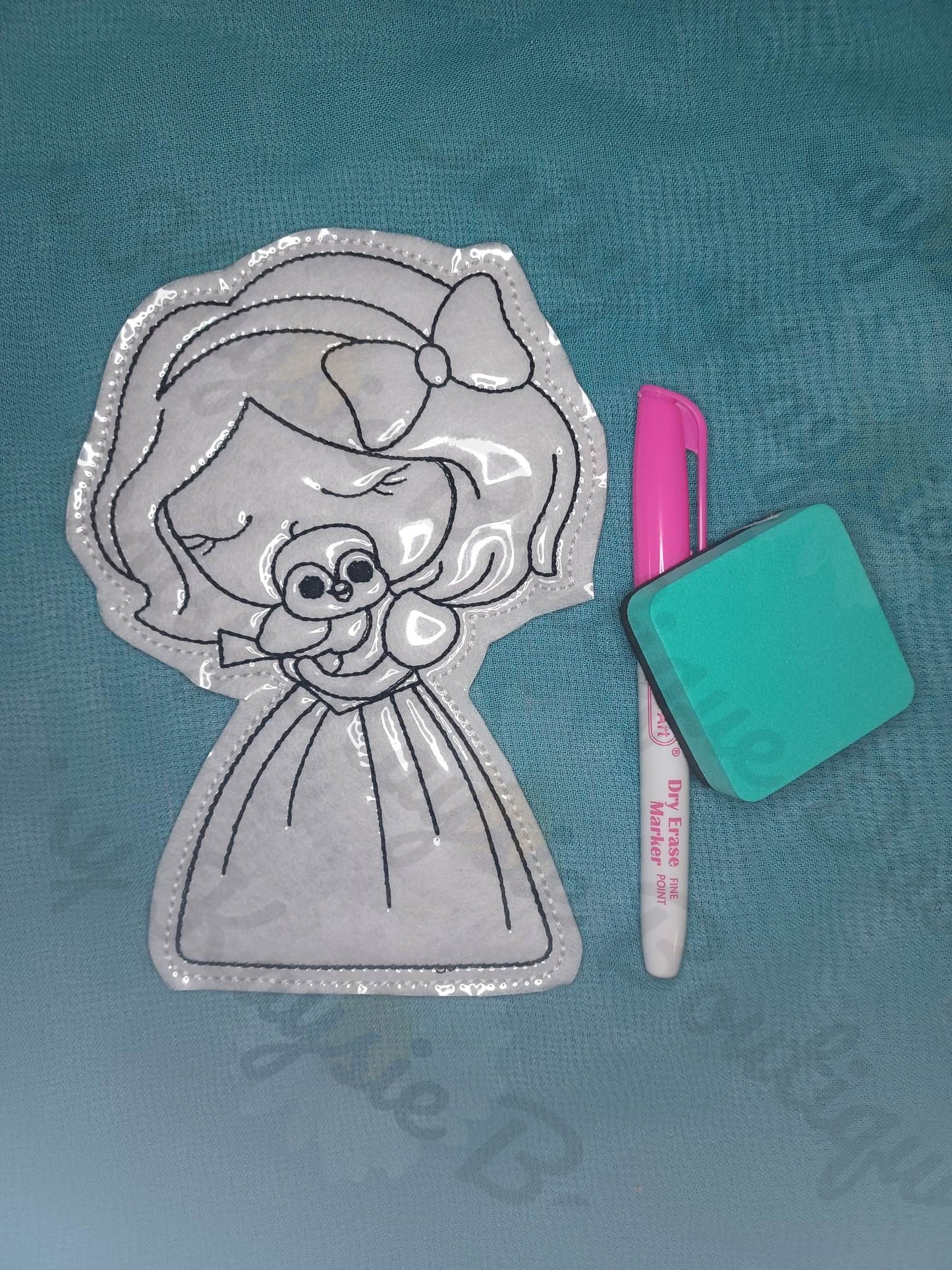 Snow Princess With Baby Bird Dry Erase Coloring Activity