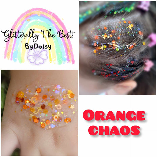Orange Chaos Glitter Hair Gel