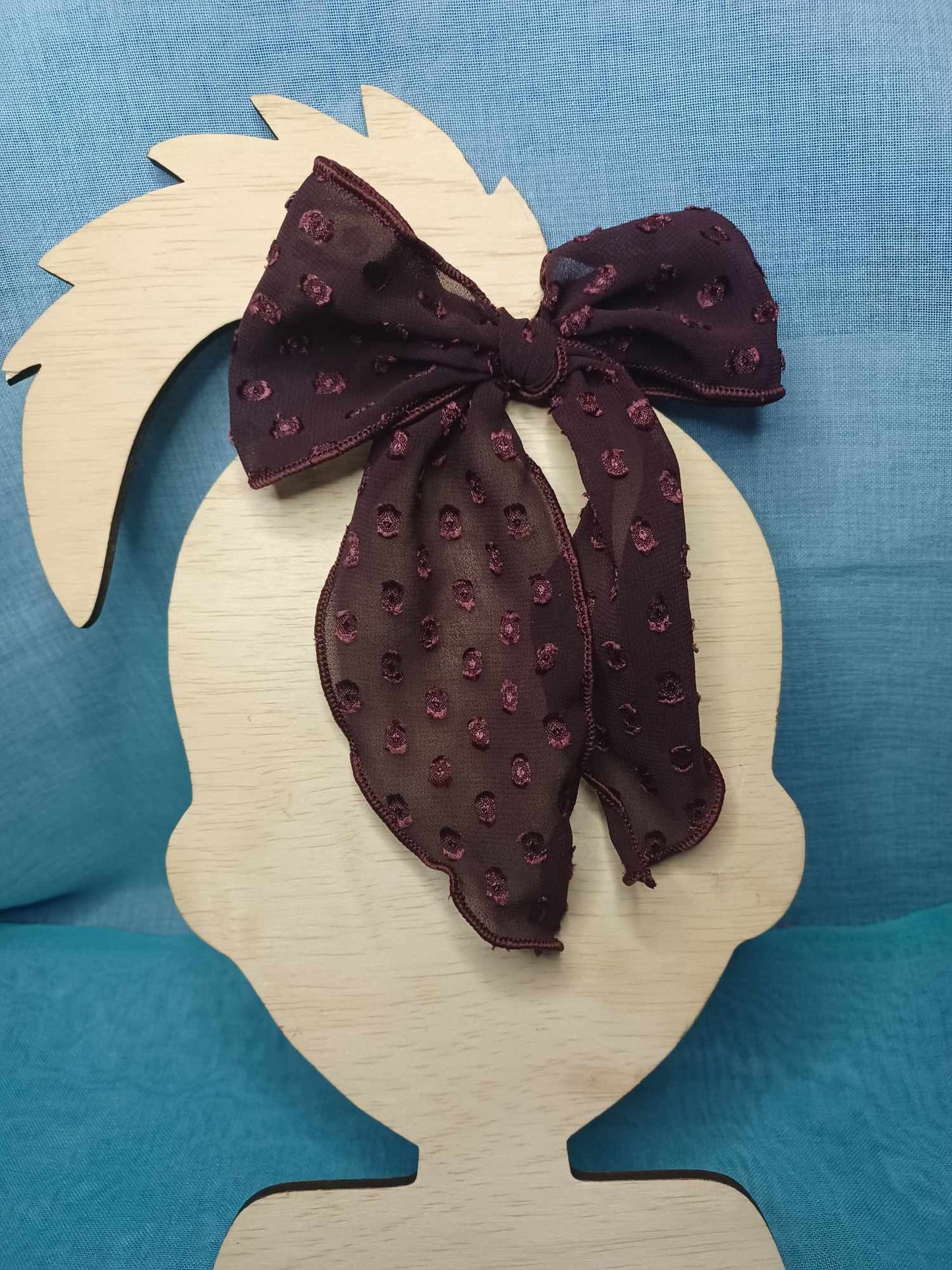 Wine Dainty Organza Saylor Hair Bow