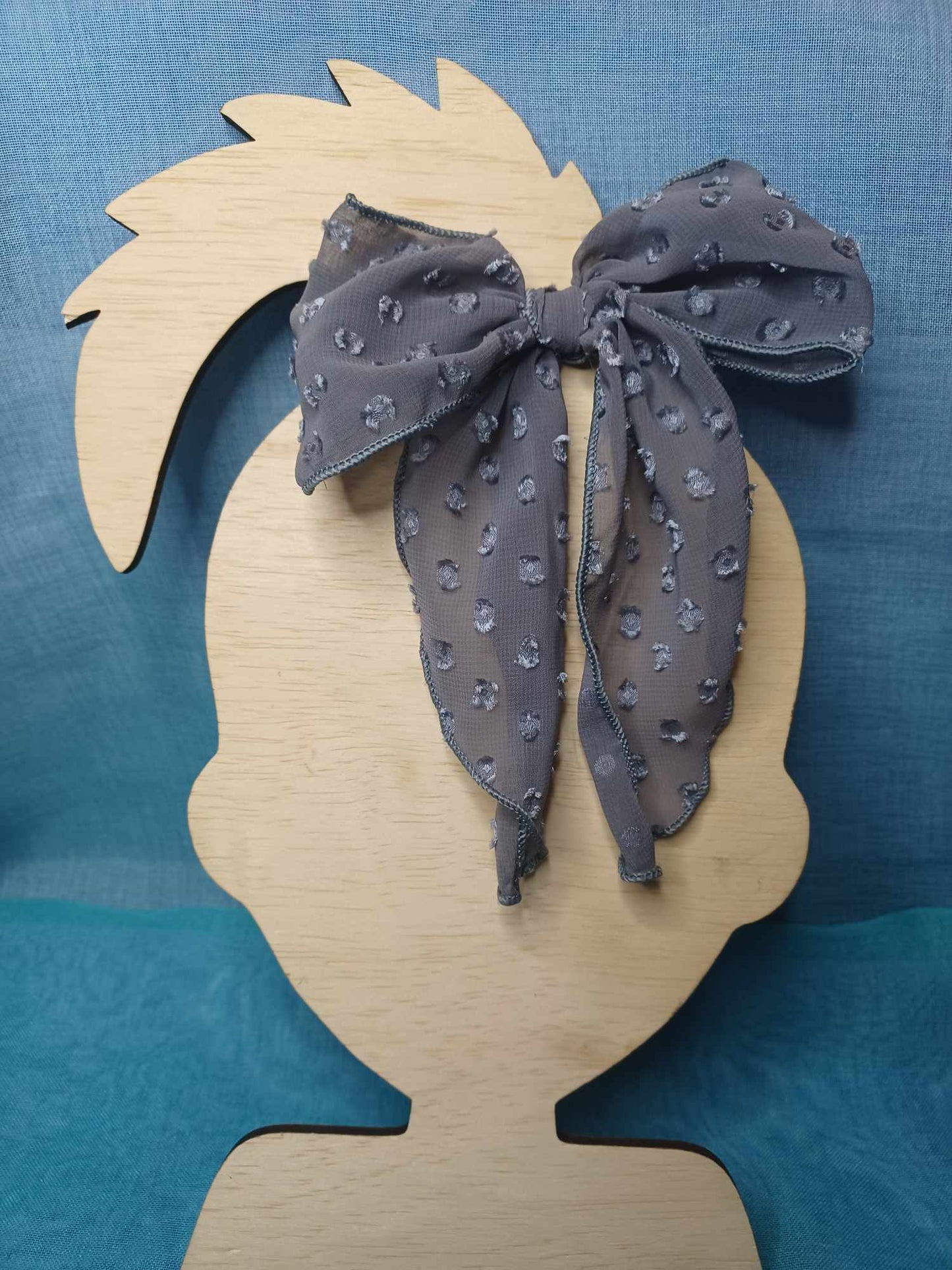 Dark Grey Dainty Organza Saylor Hair Bow