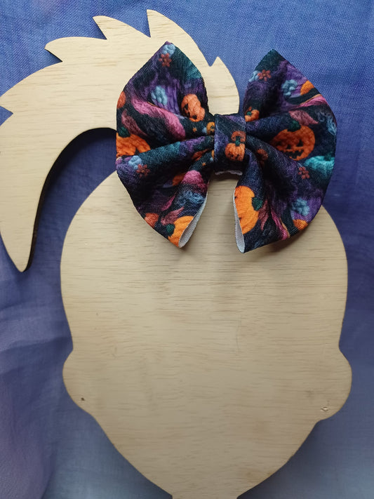 Embroidery Halloween Jack O' Lantern Kenzie Bow