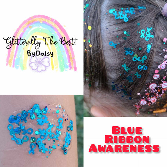 Blue Ribbon Awareness Glitter Hair Gel