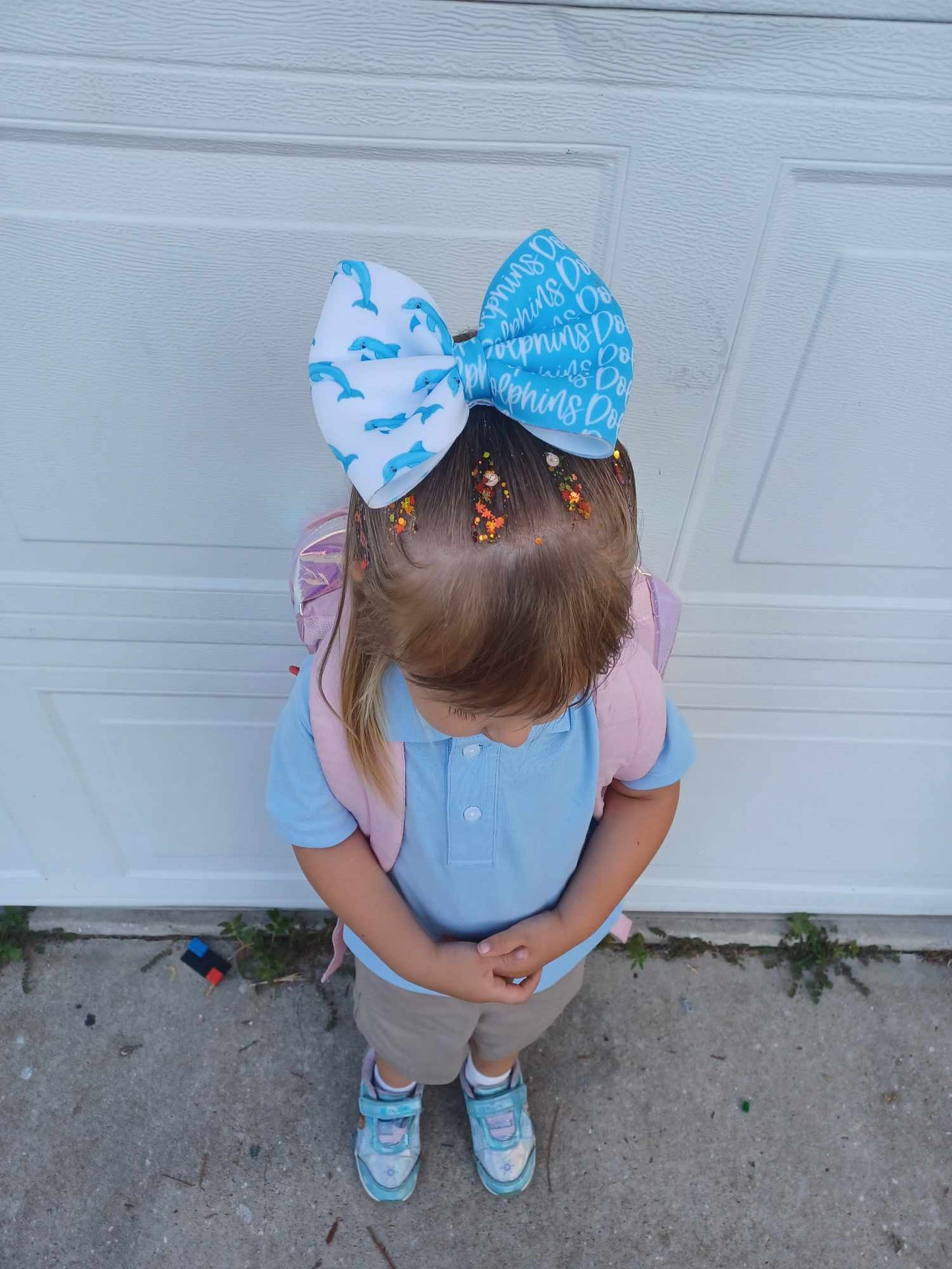 Colorful Cheetah And Butterfly Print Scuba Bow